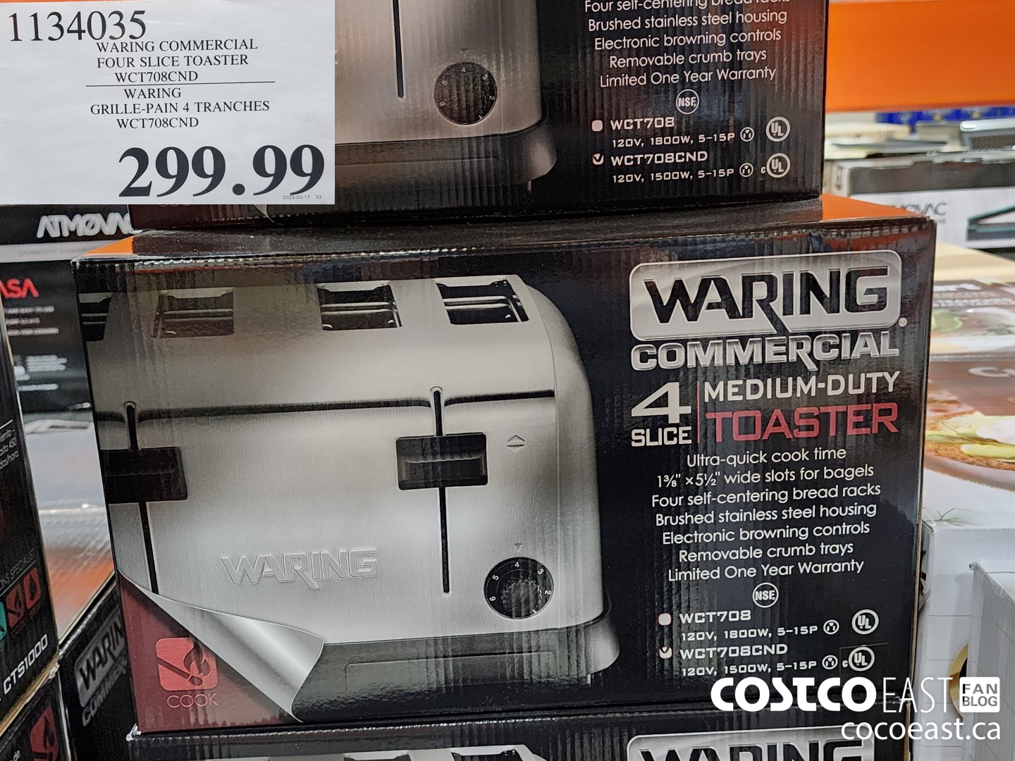 1134035 WARING COMMERCIAL FOUR SLICE TOASTER WCT708CND $299.99