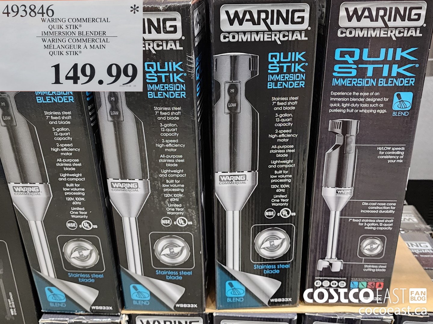 493846 WARING COMMERCIAL QUIK STIK® IMMERSION BLENDER $149.99