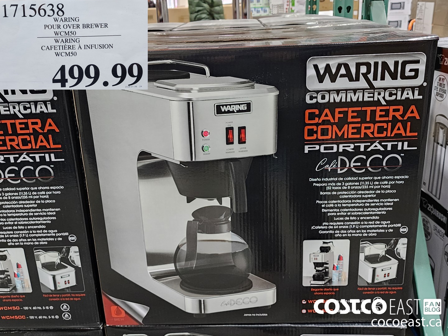 1715638 WARING POUR OVER BREWER WCMS50 $499.99