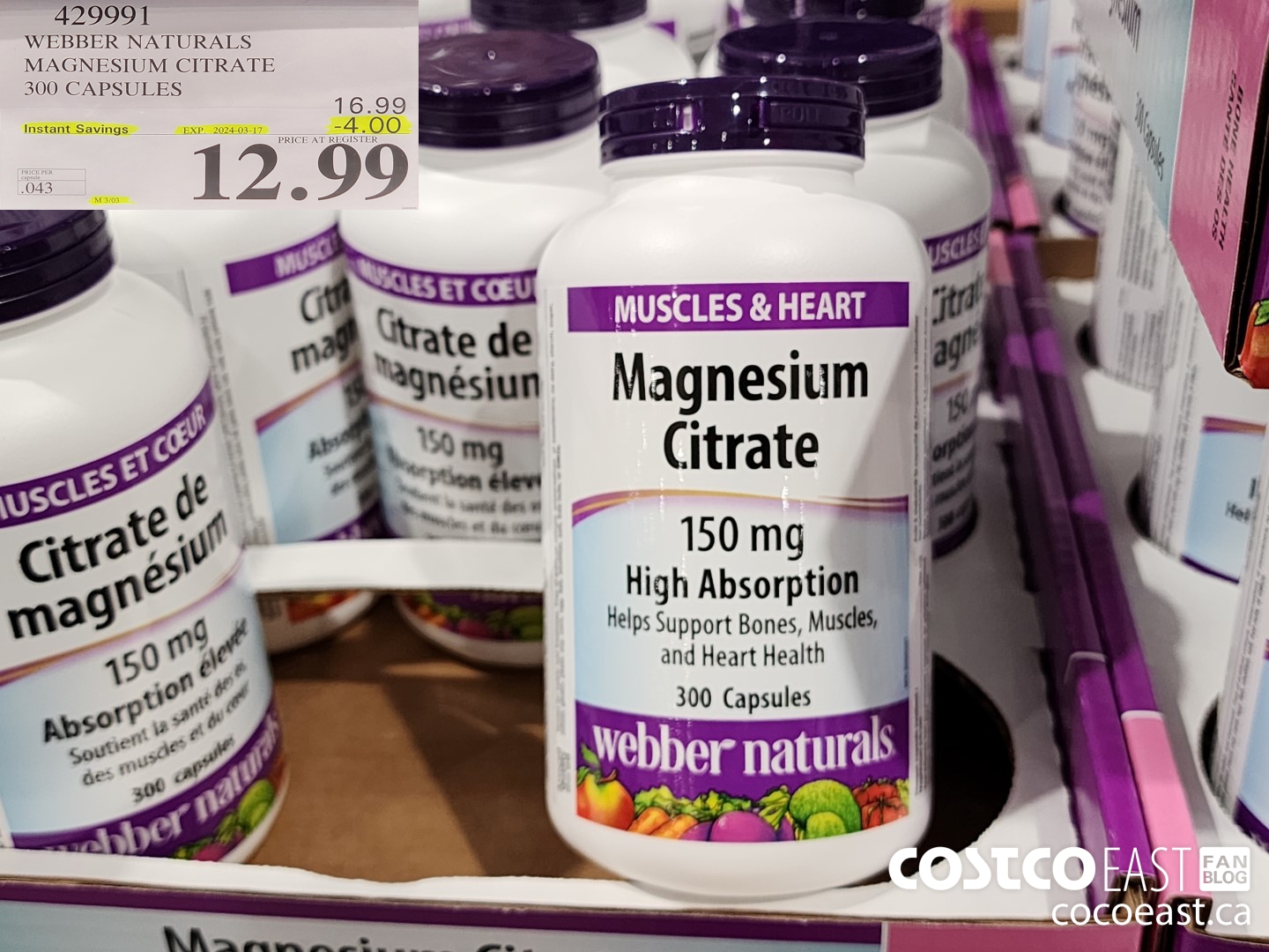 429991 WEBBER NATURALS MAGNESIUM CITRATE 300 CAPSULES ($4.00 INSTANT SAVINGS EXPIRES ON 2024-03-14) $12.99
