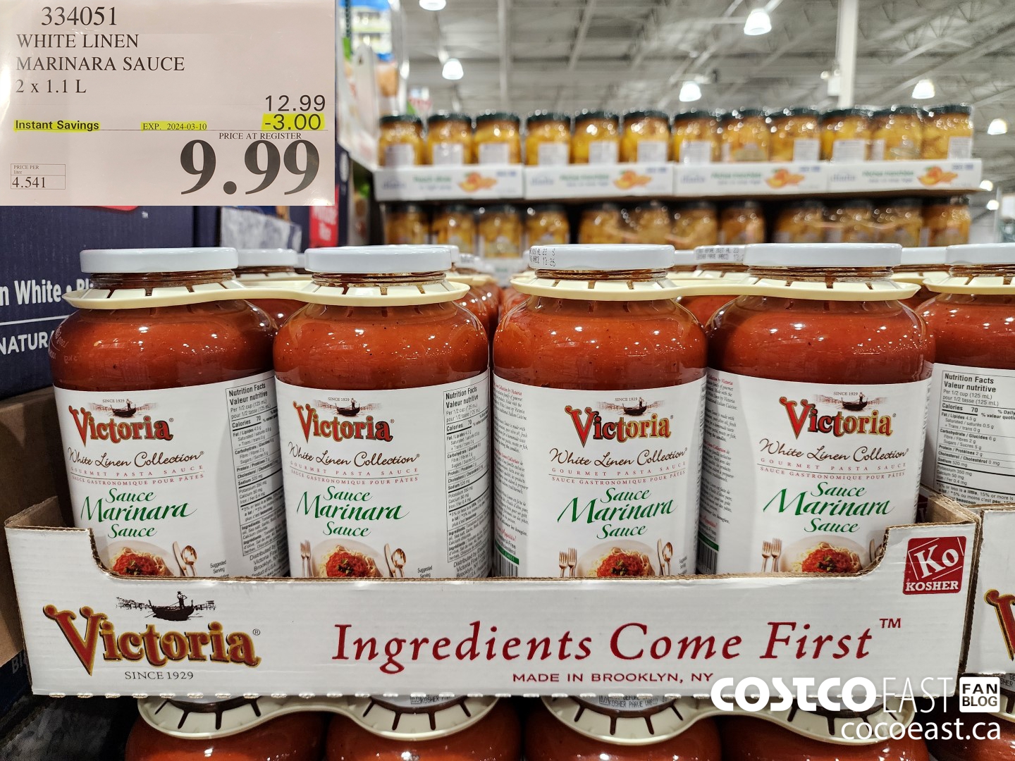 334051 WHITE LINEN MARINARA SAUCE 2 X 1.1L ($3.00 INSTANT SAVINGS EXPIRES ON 2024-03-10) $9.99