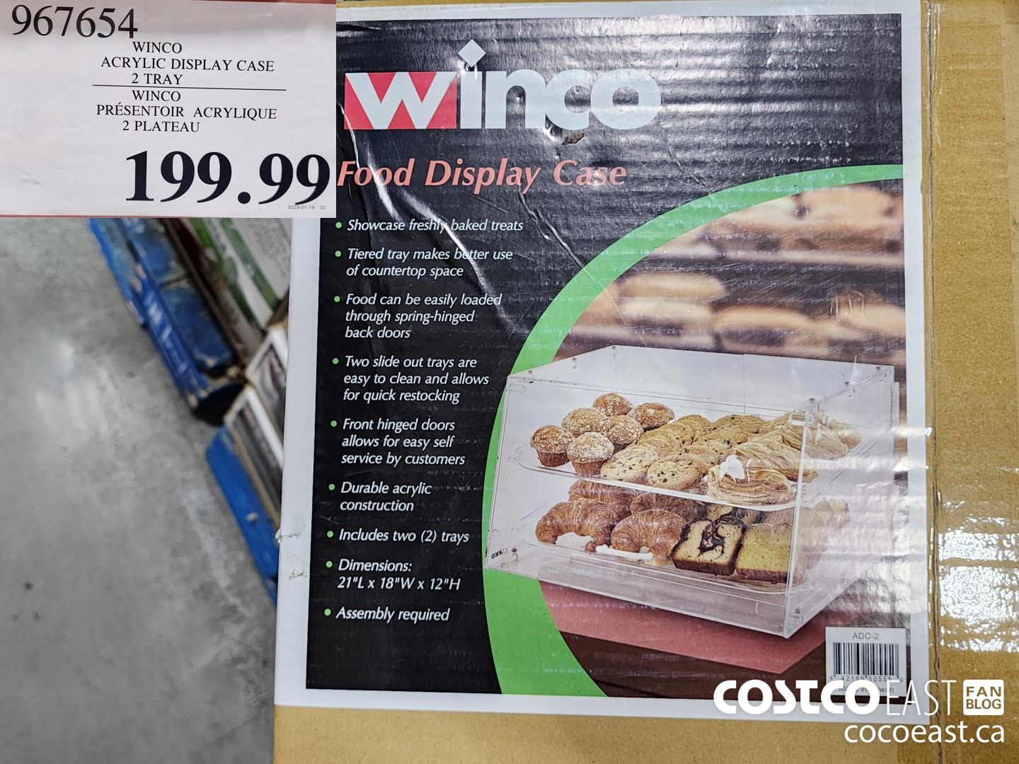 967654 WINCO ACRYLIC DISPLAY CASE 2 TRAY $199.99