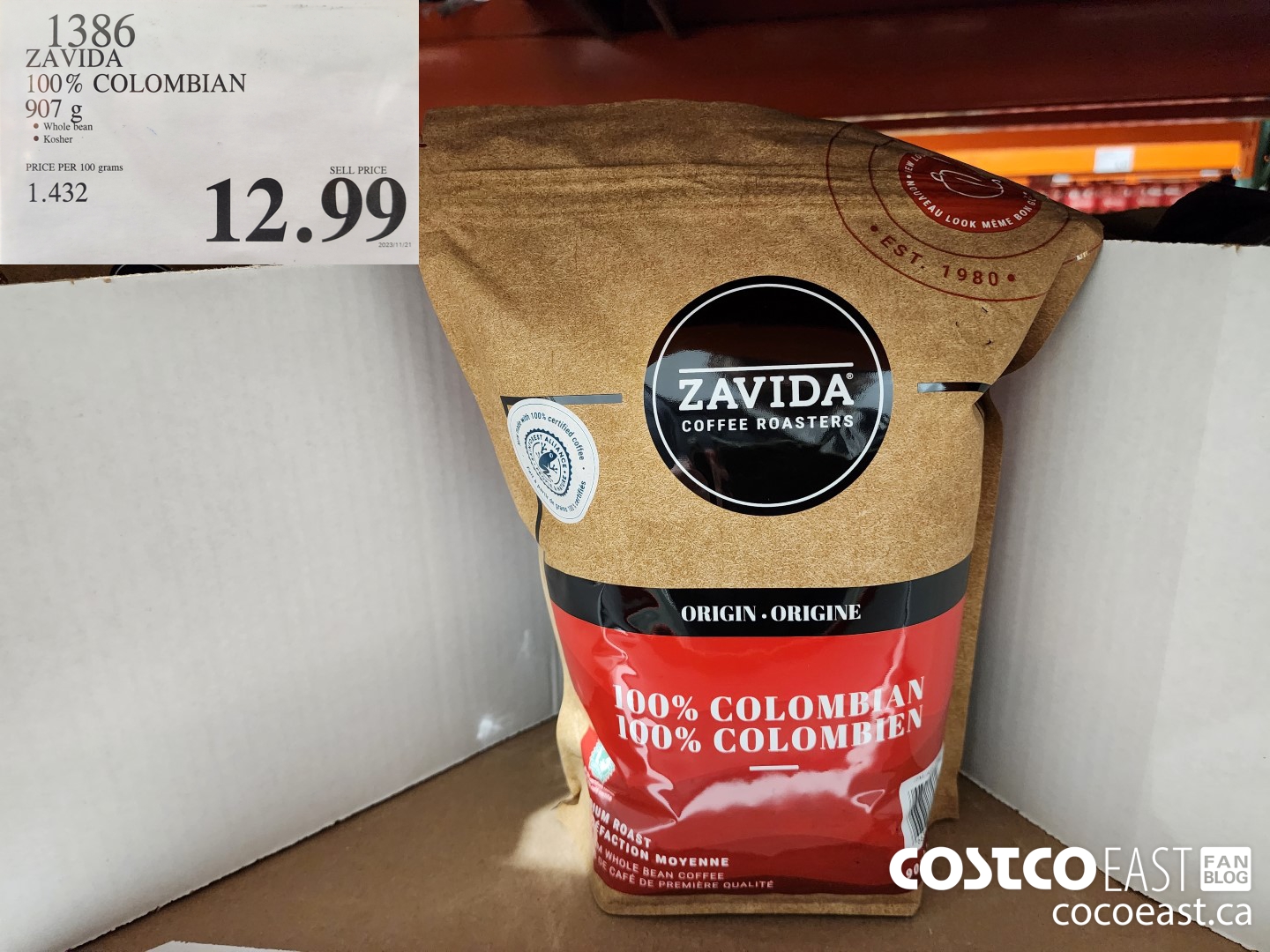 1386 ZAVIDA 100% COLOMBIAN 907 g $12.99