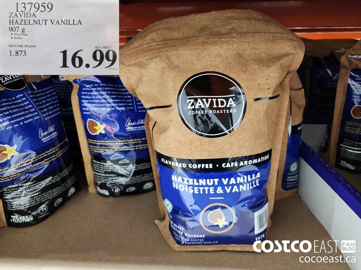 137959 ZAVIDA HAZELNUT VANILLA 907G $16.99