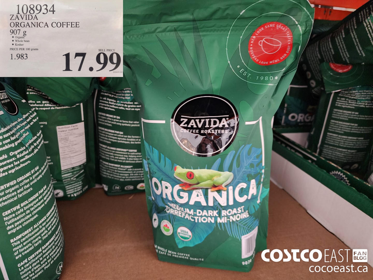 108934 ZAVIDA ORGANICA COFFEE 907 g $17.99