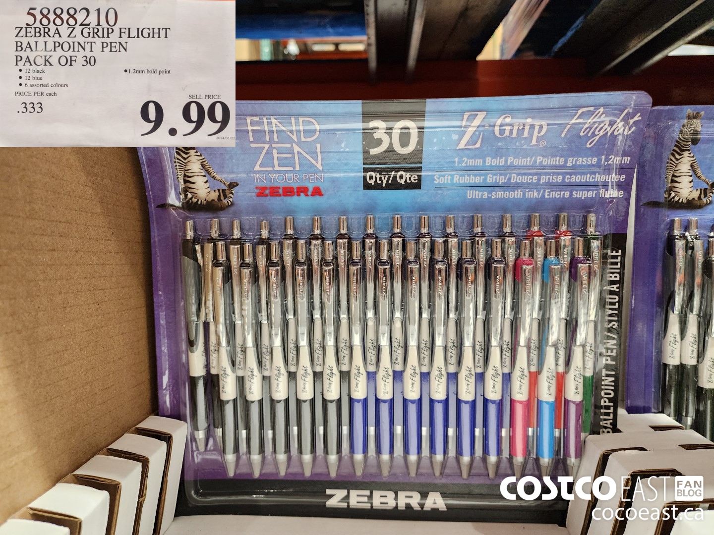 5888210 ZEBRA Z GRIP FLIGHT BALLPOINT PEN PACK OF 30 $9.99
