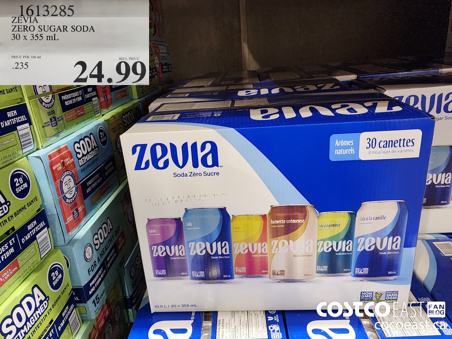 1613285 ZEVIA ZERO SUGAR SODA 30 x 355 ml $24.99