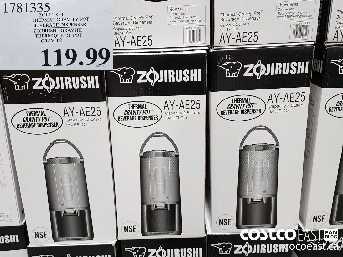 1781335 ZOJIRUSHI THERMAL GRAVITY POT BEVERAGE DISPENSER $119.99