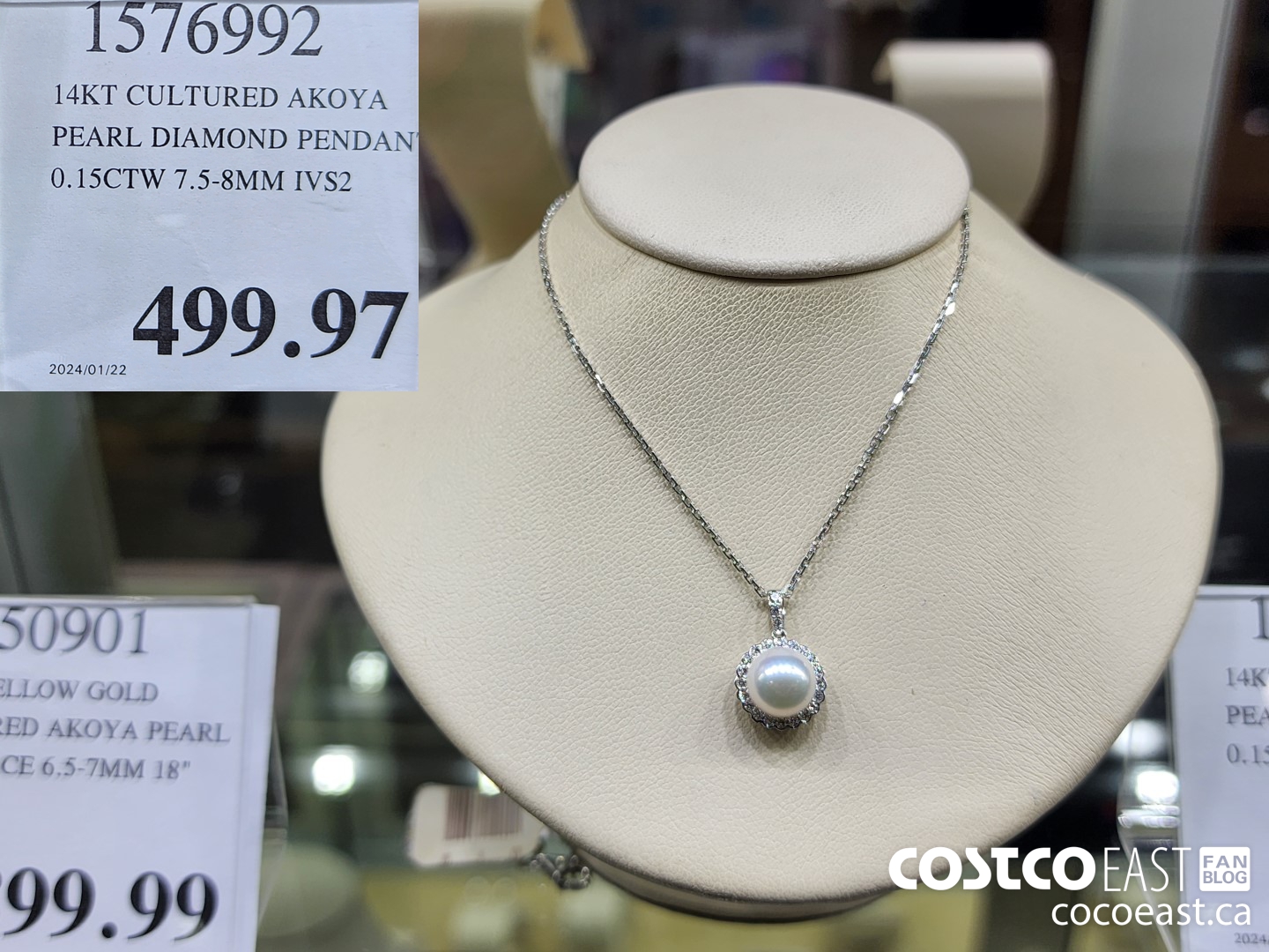 1576992 14KT CULTURED AKOYA PEARL DIAMOND PENDANT 0.15CTW 7.5-8MM IVS2 $499.97