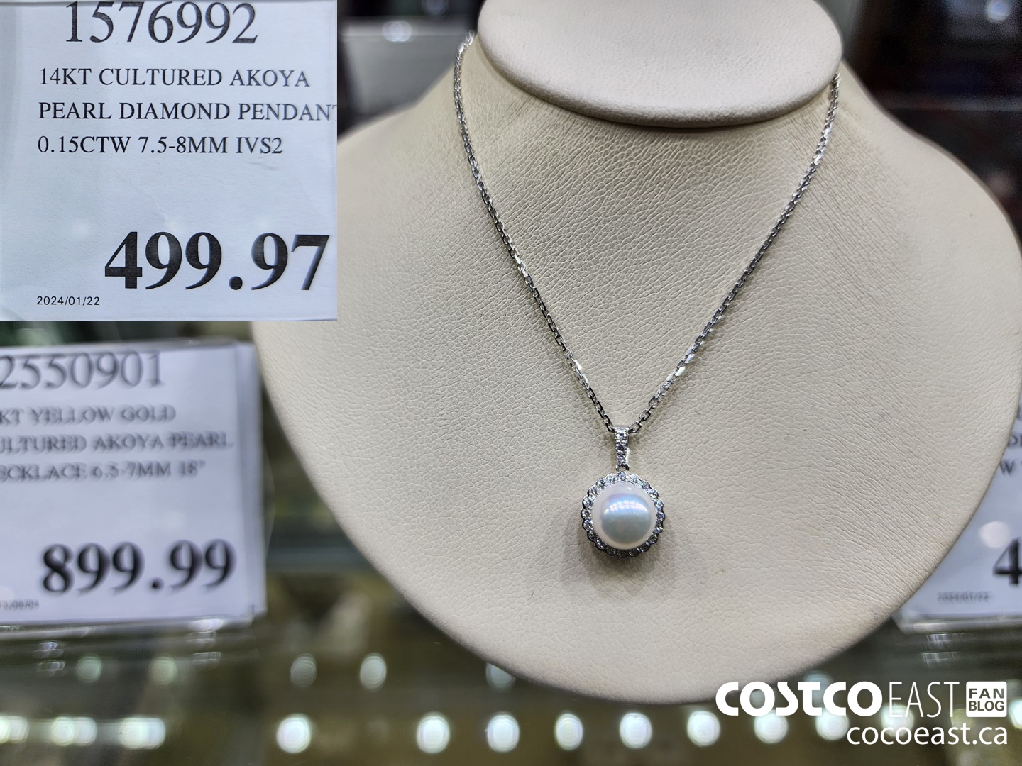 1576992 14KT CULTURED AKOYA PEARL DIAMOND PENDANT 0.15CTW 7.5-8MM IVS2 $499.97