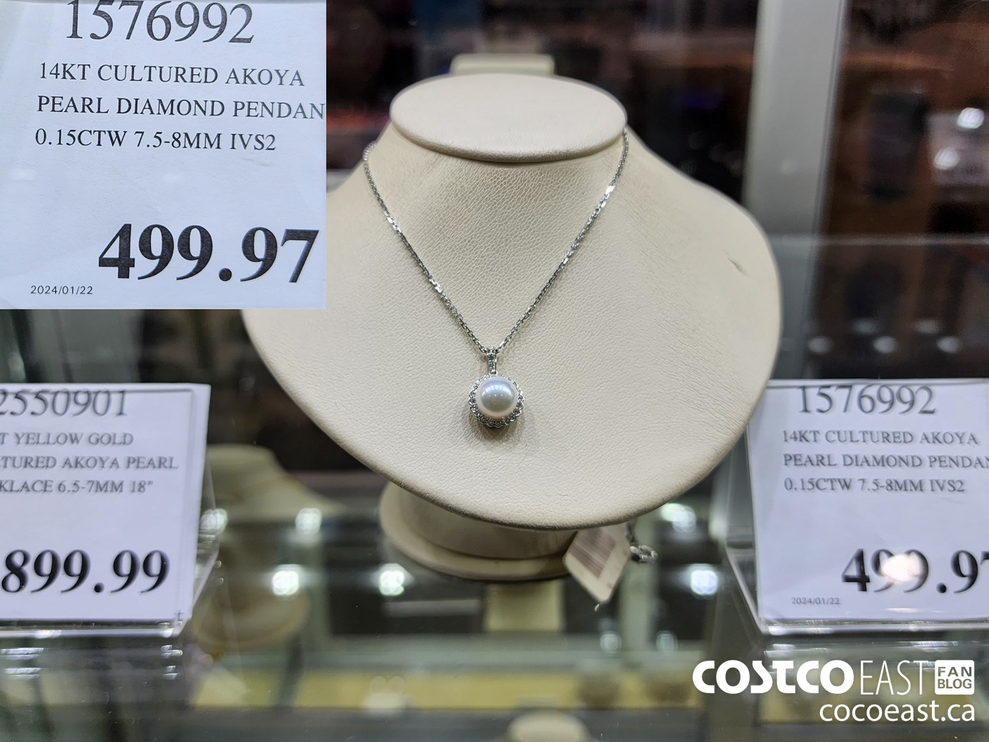 1576992 14KT CULTURED AKOYA PEARL DIAMOND PENDANT 0.15CTW 7.5-8MM IVS2 $499.97