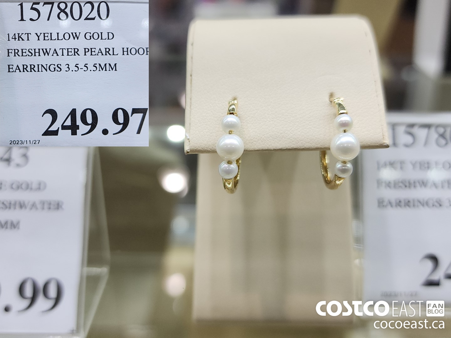 1578020 14KT YELLOW GOLD FRESHWATER PEARL HOOP EARRINGS 3.5-5.5MM $249.97