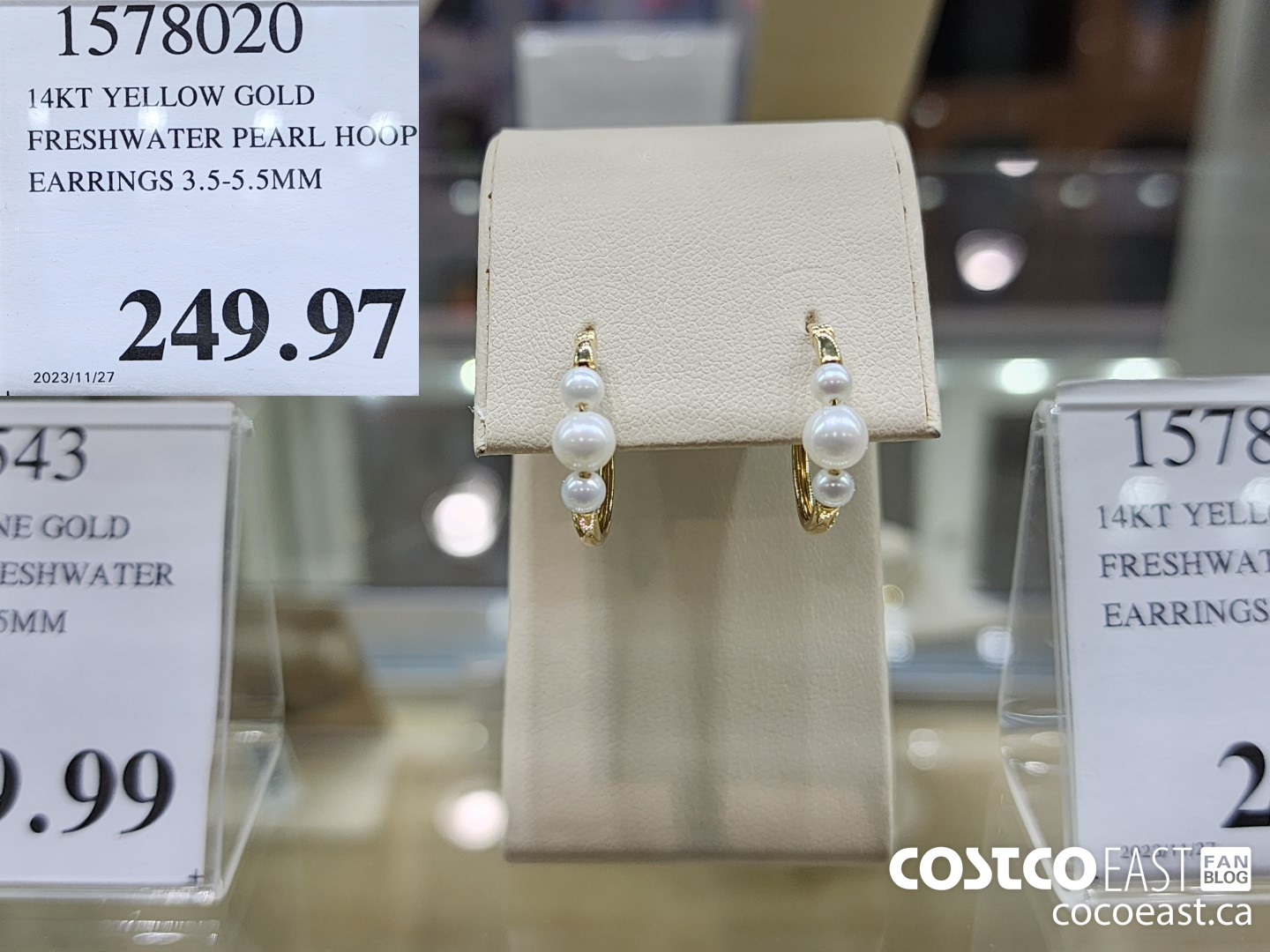 1578020 14KT YELLOW GOLD FRESHWATER PEARL HOOP EARRINGS 3.5-5.5MM $249.97