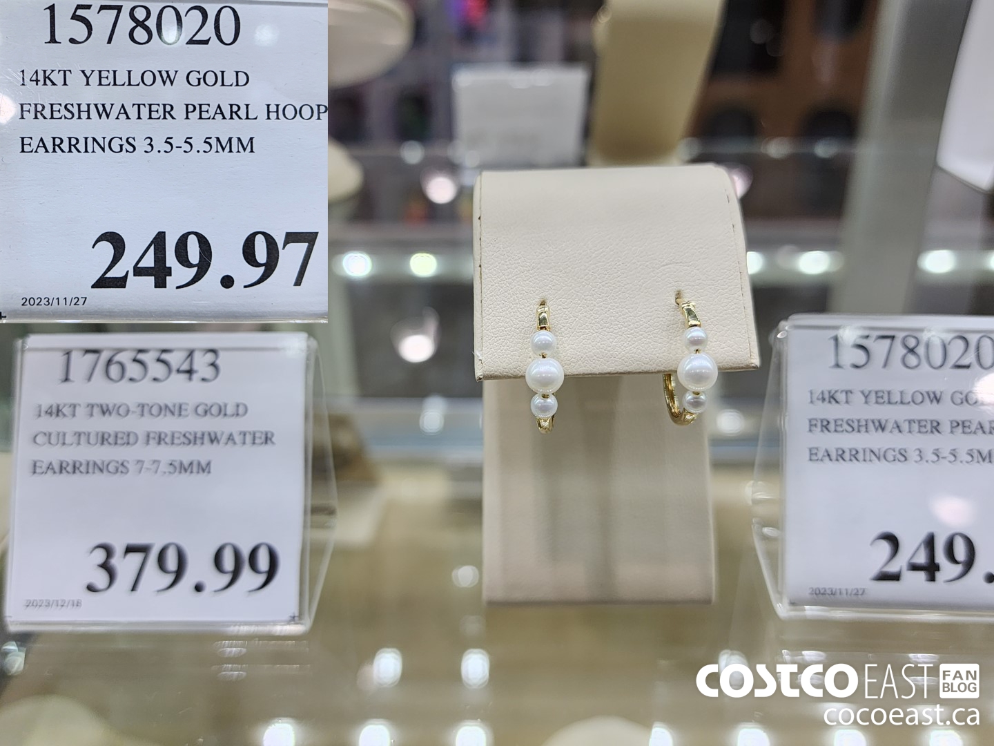 1578020 14KT YELLOW GOLD FRESHWATER PEARL HOOP EARRINGS 3.5-5.5MM $249.97