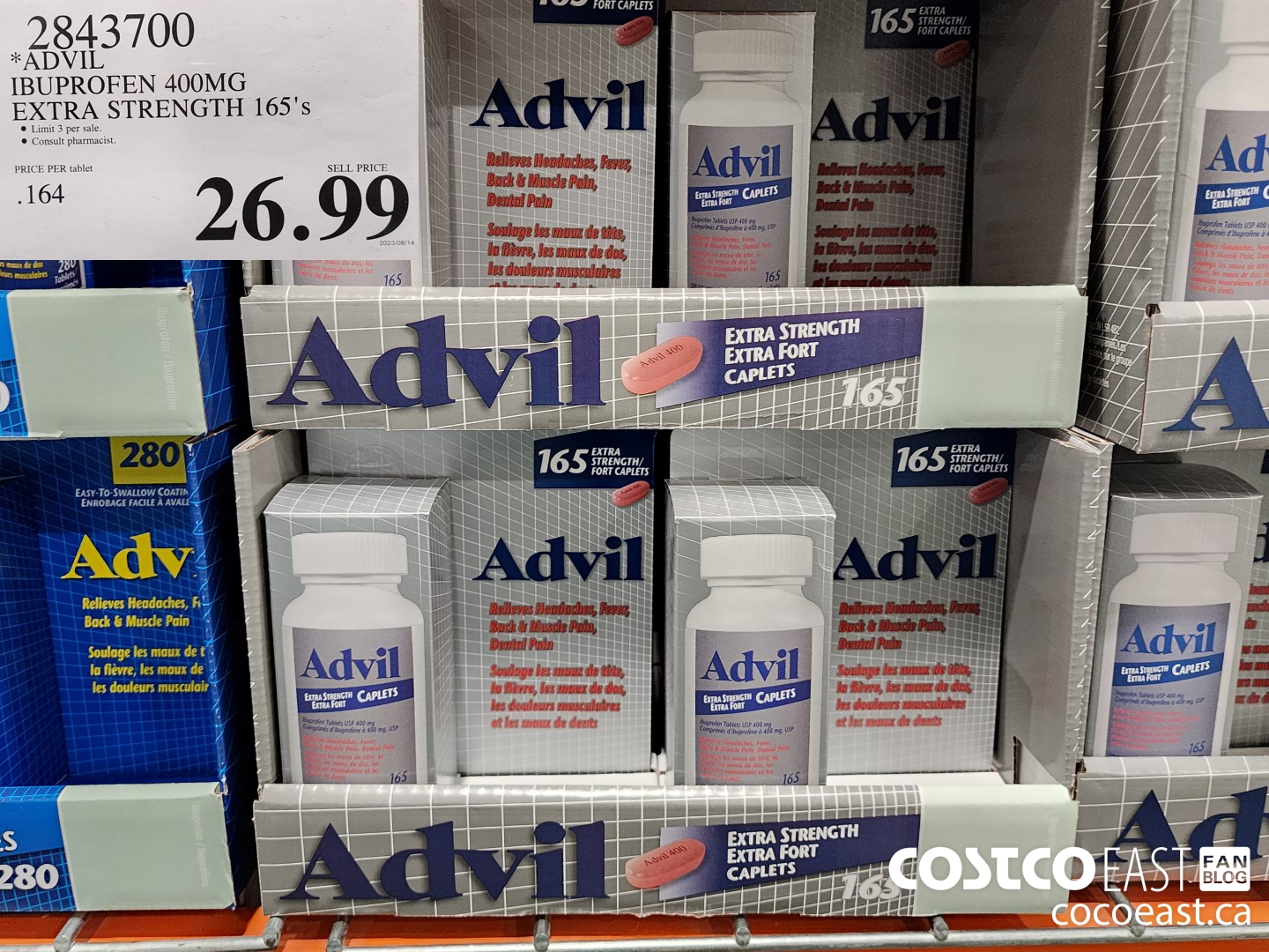 2843700 ADVIL IBUPROFEN 400MG EXTRA STRENGTH 165's $26.99