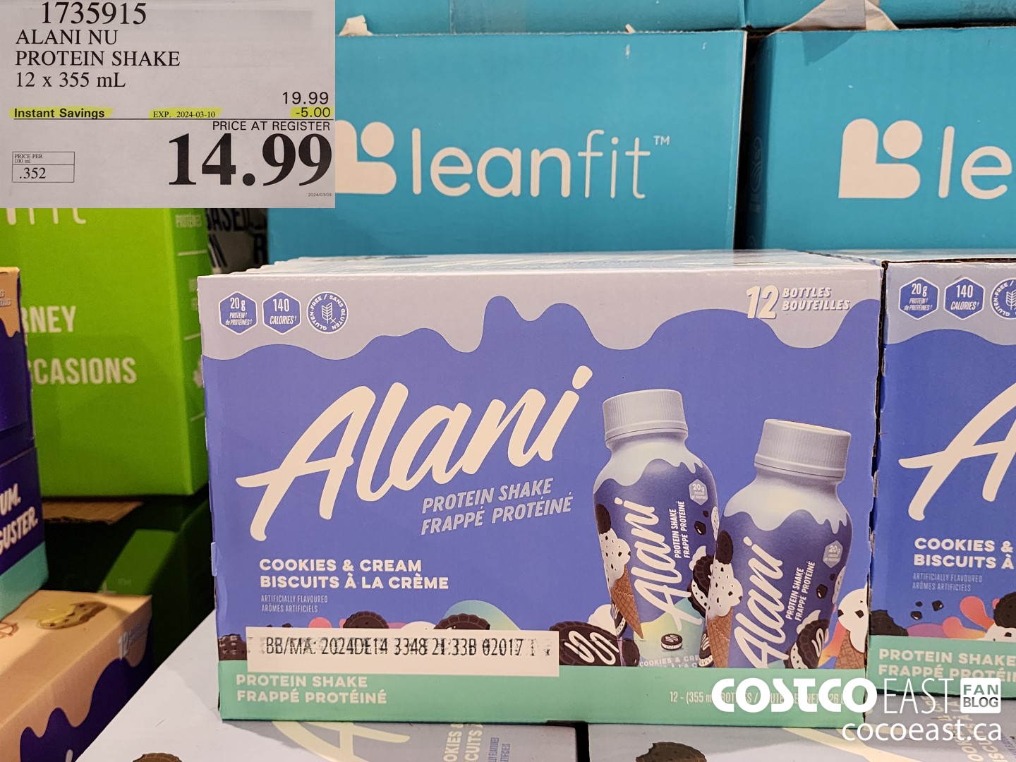 1735915 ALANI NU PROTEIN SHAKE 12 X 355 ML ($5.00 INSTANT SAVINGS EXPIRES ON 2024-03-10) $14.99