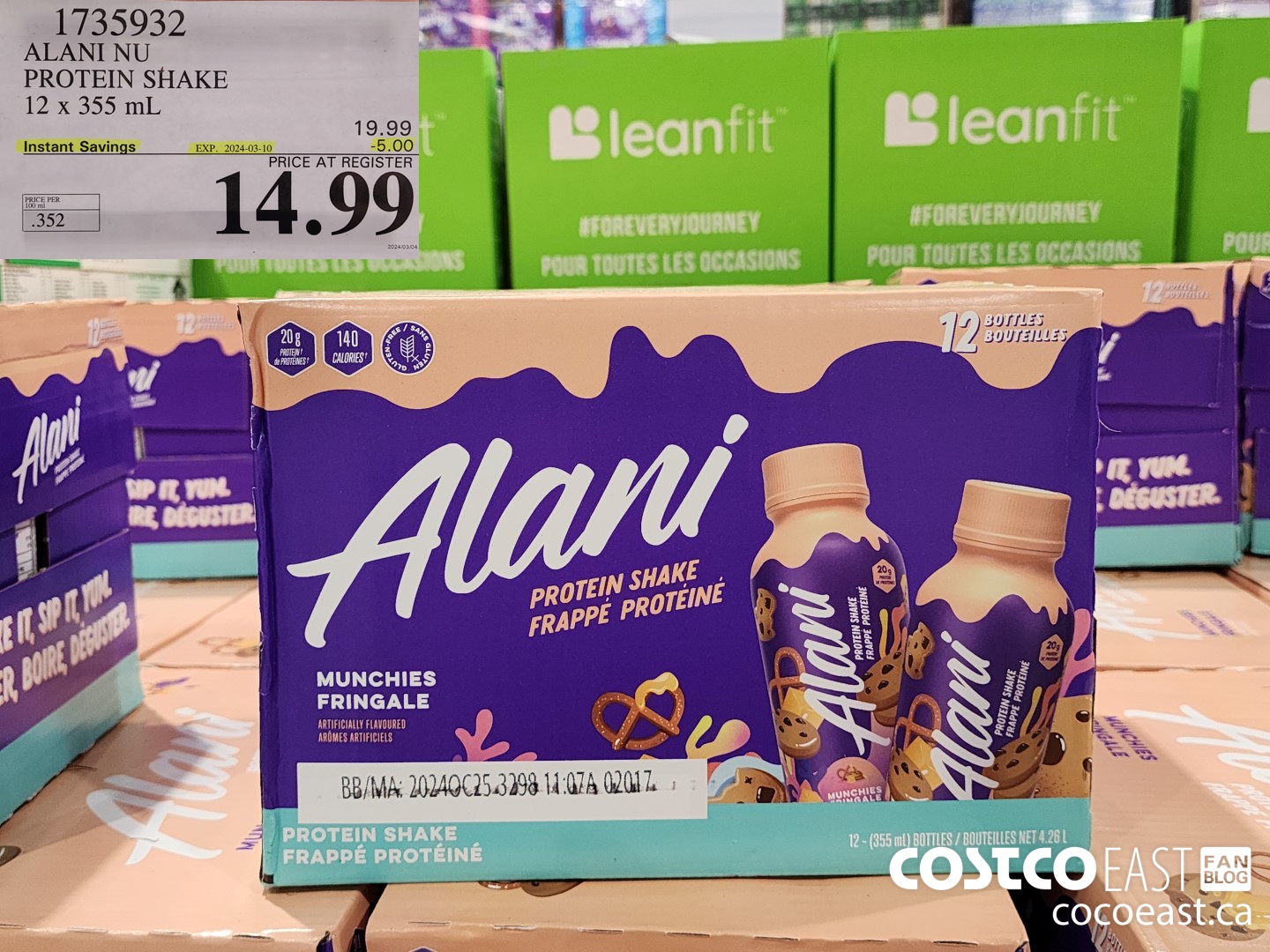 1735932 ALANI NU PROTEIN SHAKE 12x 355 mL ($5.00 INSTANT SAVINGS EXPIRES ON 2024-03-10) $14.99