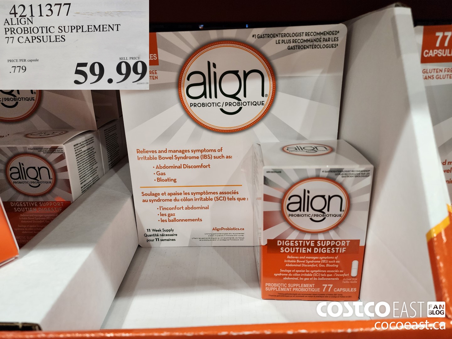 4211377 ALIGN PROBIOTIC SUPPLEMENT 77 CAPSULES $59.99