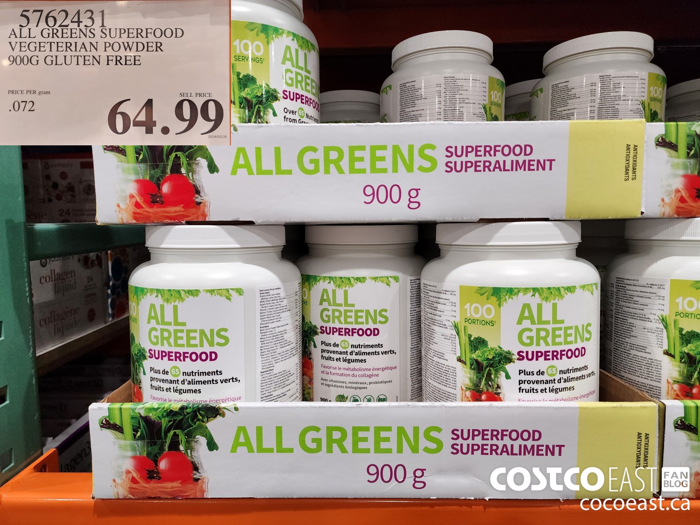 5762431 ALL GREENS SUPERFOOD POWDER 900G GLUTEN FREE $64.99