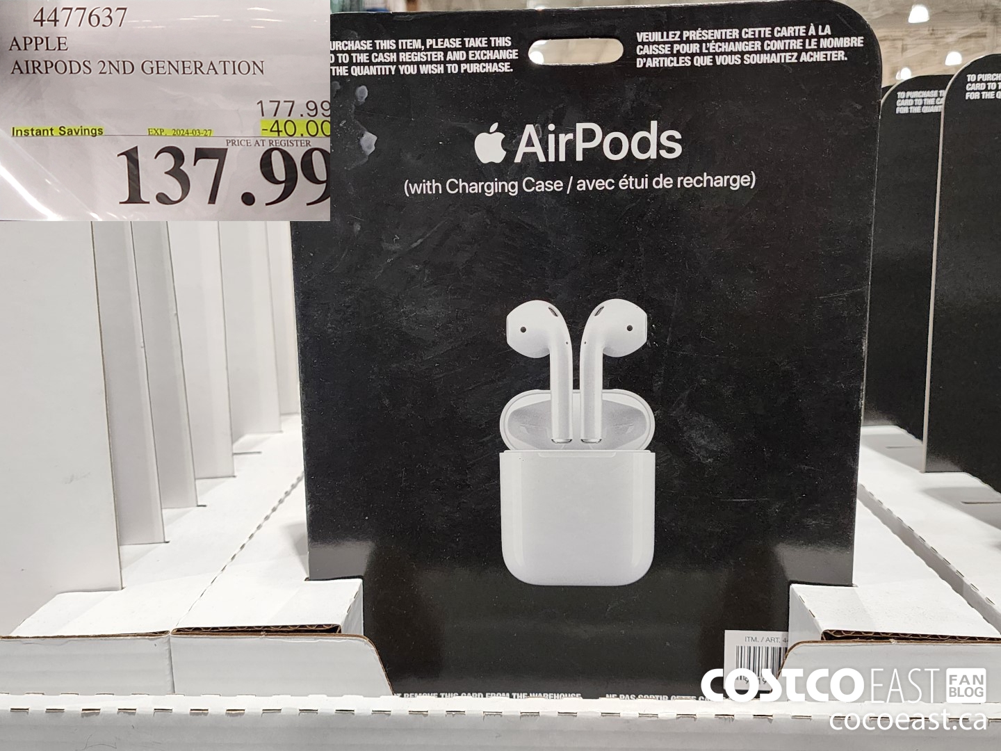 4477637 APPLE AIRPODS 2ND GENERATION ($40.00 INSTANT SAVINGS EXPIRES ON 2024-03-27) $137.99