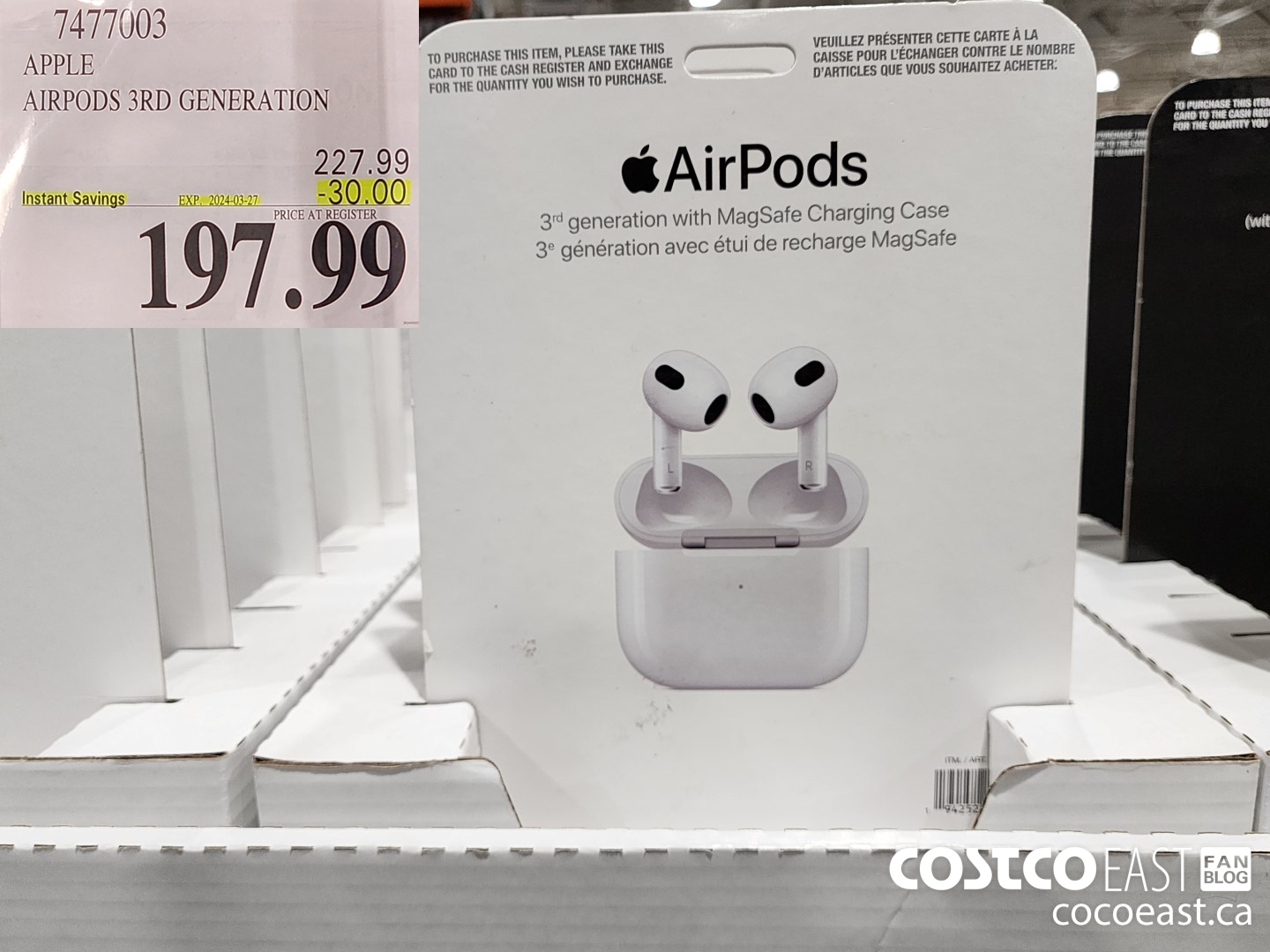 7477003 APPLE AIRPODS 3RD GENERATION ($30.00 INSTANT SAVINGS EXPIRES ON 2024-03-27) $197.99