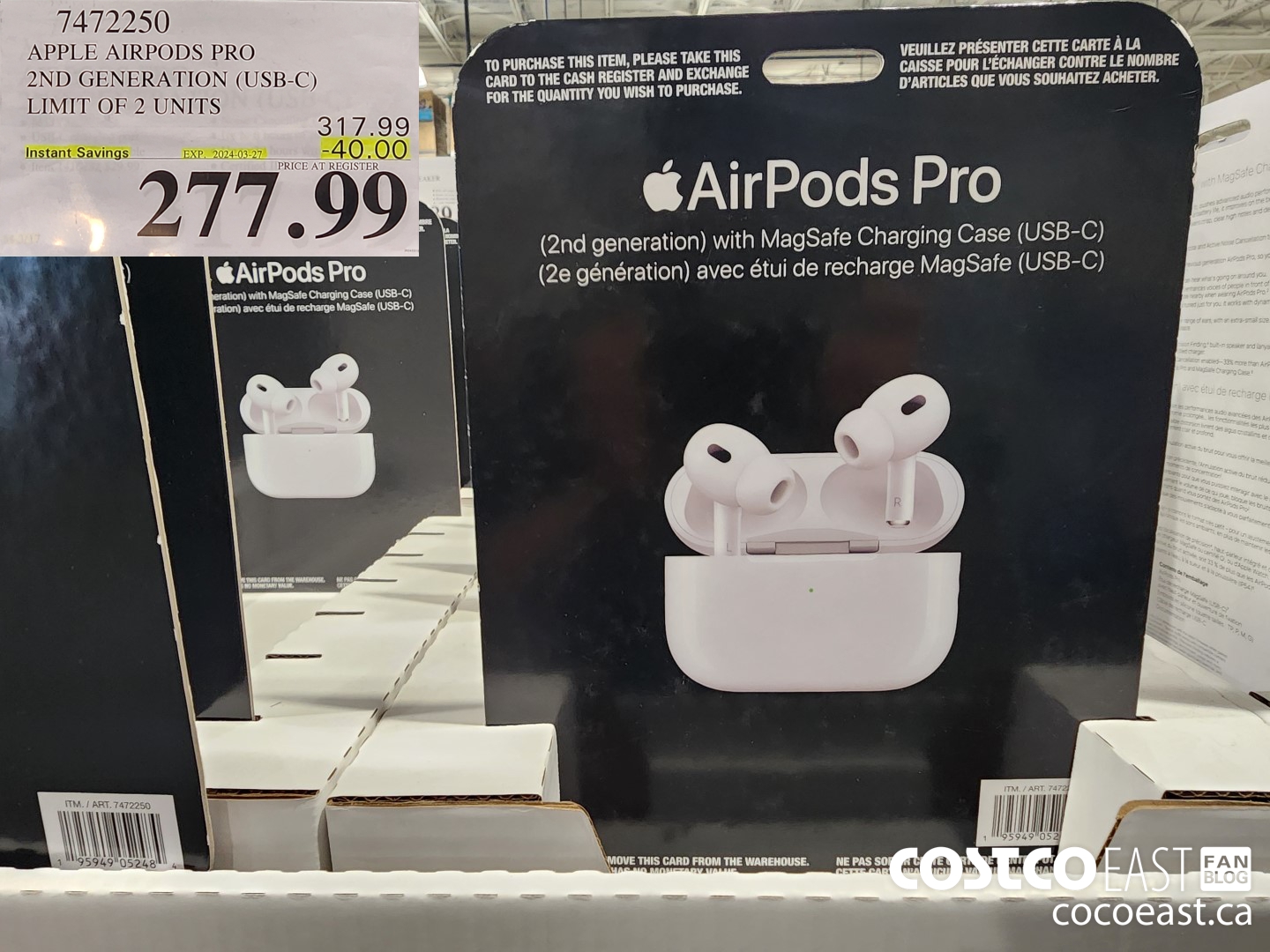 7472250 APPLE AIRPODS PRO 2ND GENERATION (USB-C) ($40.00 INSTANT SAVINGS EXPIRES ON 2024-03-27) $277.99