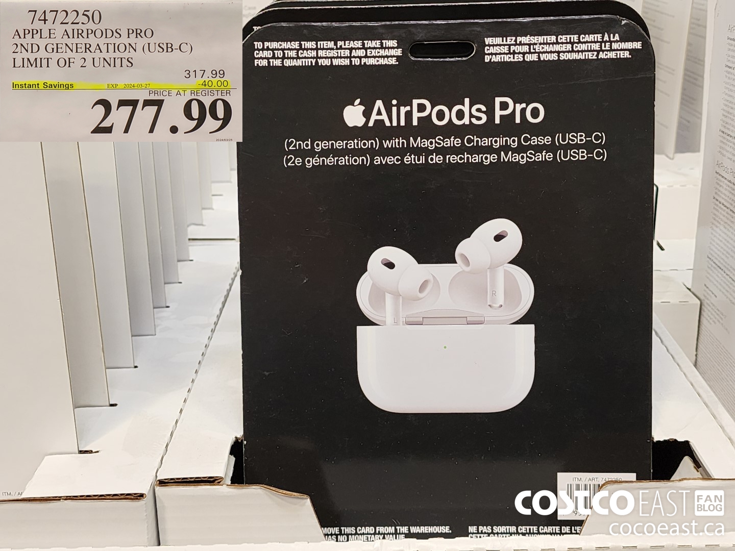 7472250 APPLE AIRPODS PRO 2ND GENERATION (USB-C) ($40.00 INSTANT SAVINGS EXPIRES ON 2024-03-27) $277.99