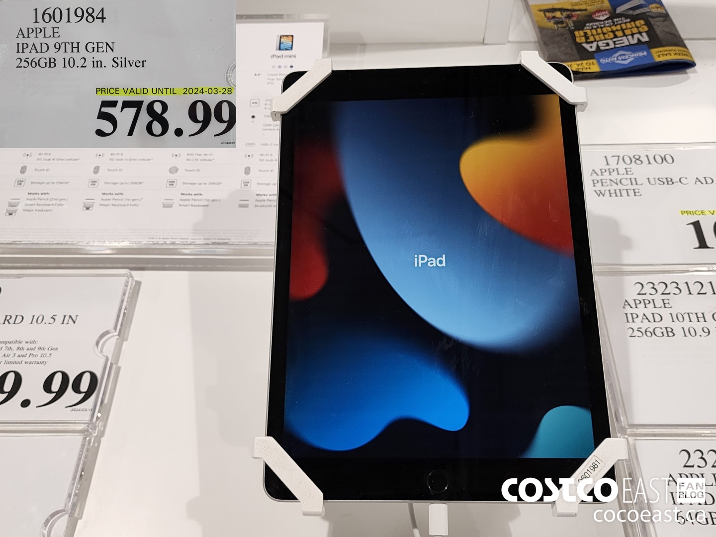 1601984 APPLE IPAD 9TH GEN 256GB 10.2 IN. SILVER $578.99