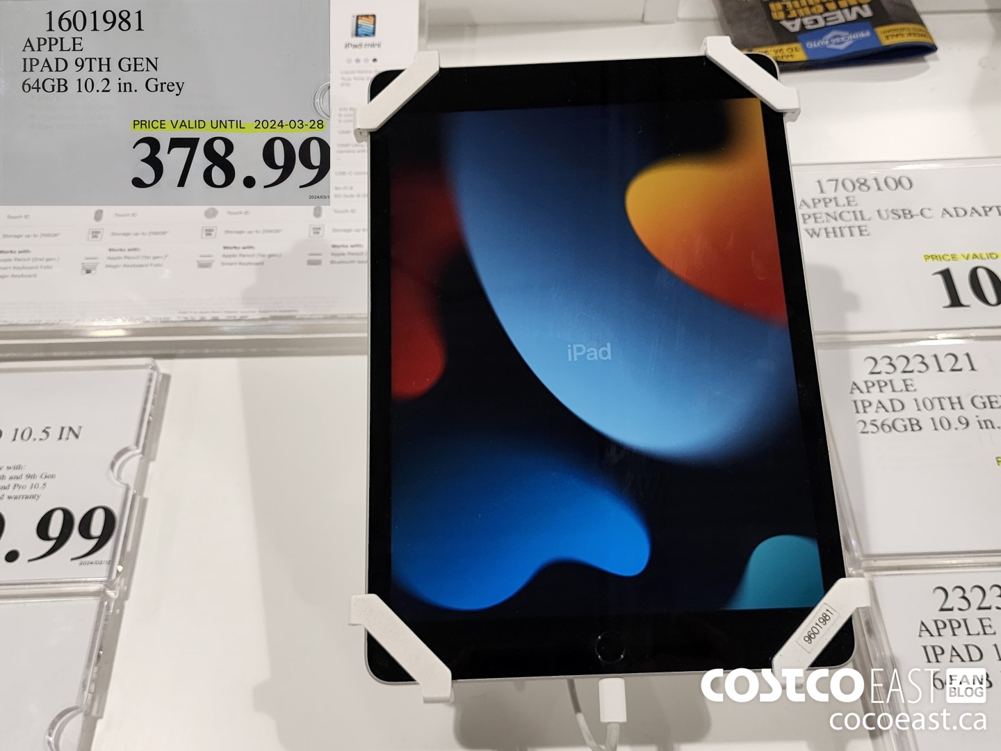 1601981 APPLE IPAD 9TH GEN 64GB 10.2 IN. GREY $378.99