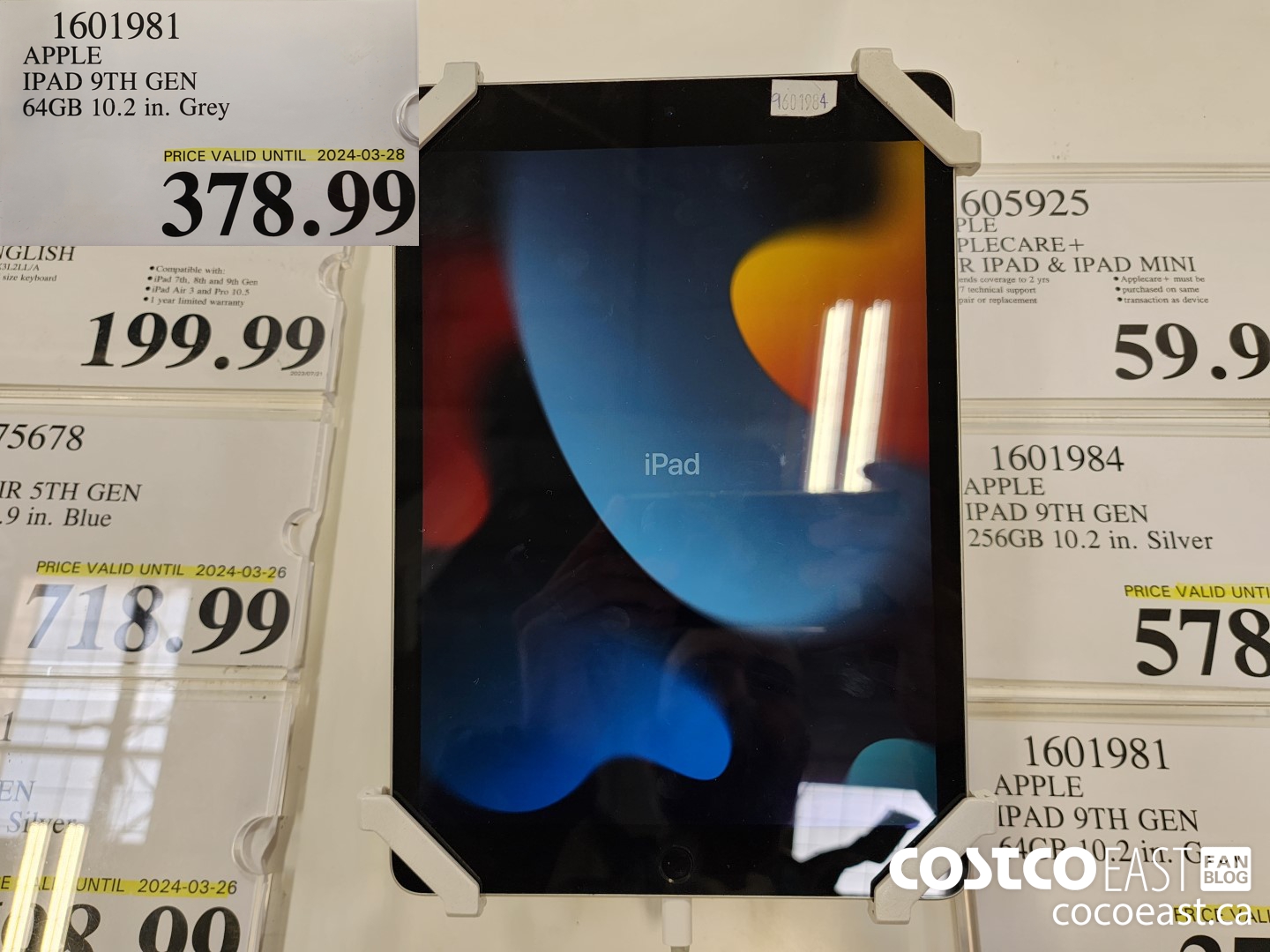 1601981 APPLE IPAD 9TH GEN 64GB 10.2 IN. GREY $378.99