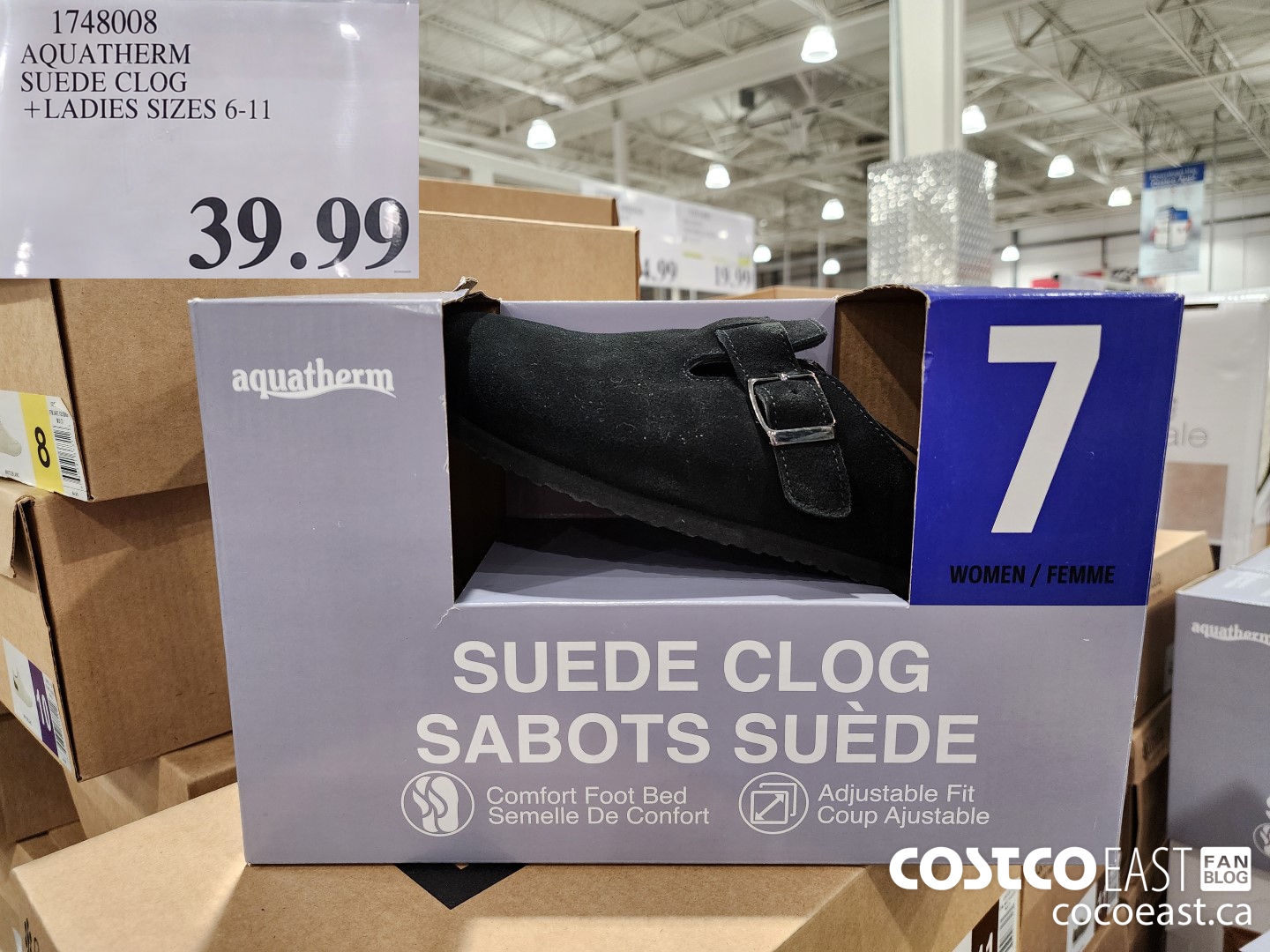 1748008 AQUATHERM SUEDE CLOG +LADIES SIZES 6-11 $39.99