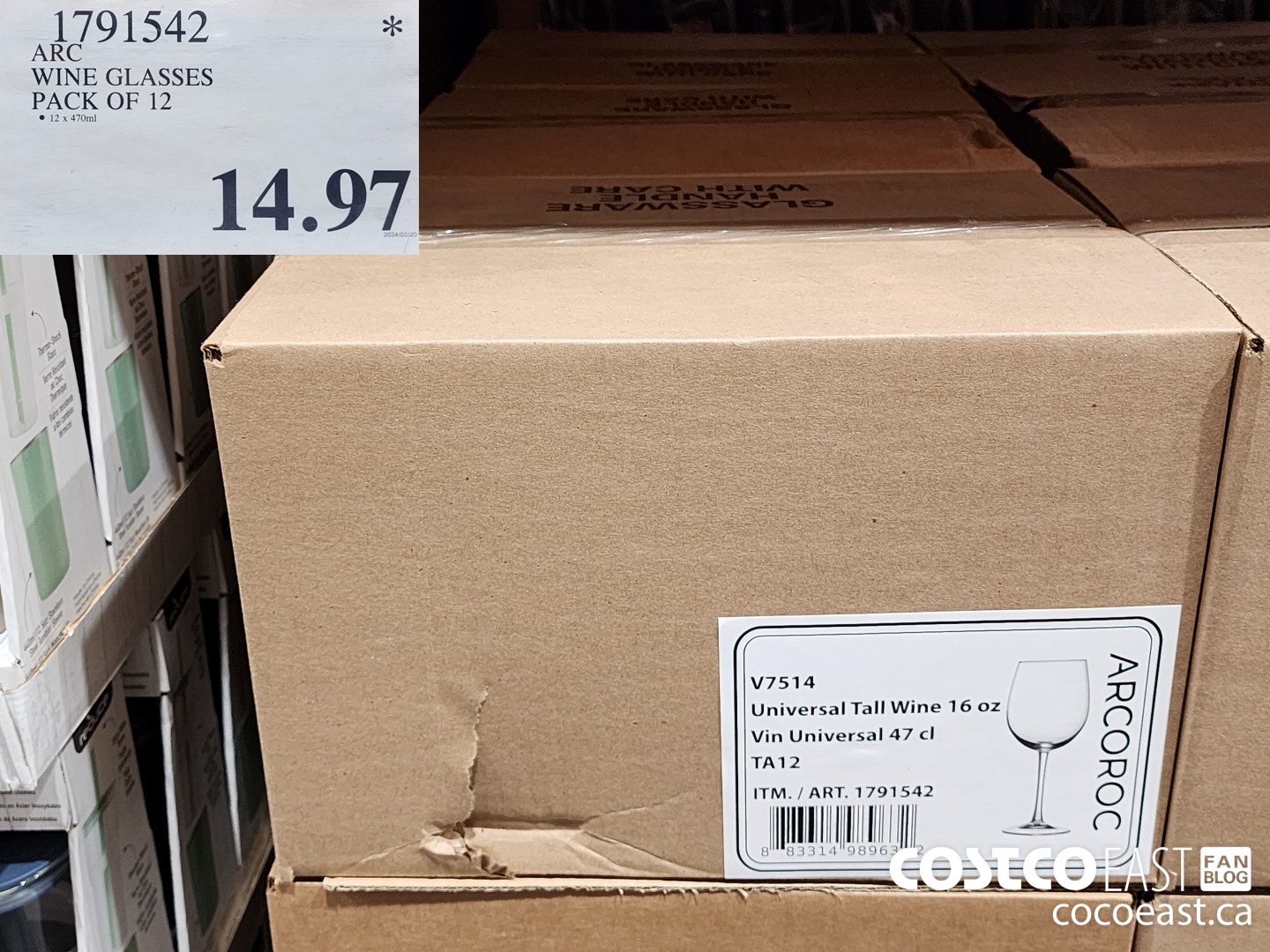 1791542 ARC WINE GLASSES PACK OF 12 $14.97