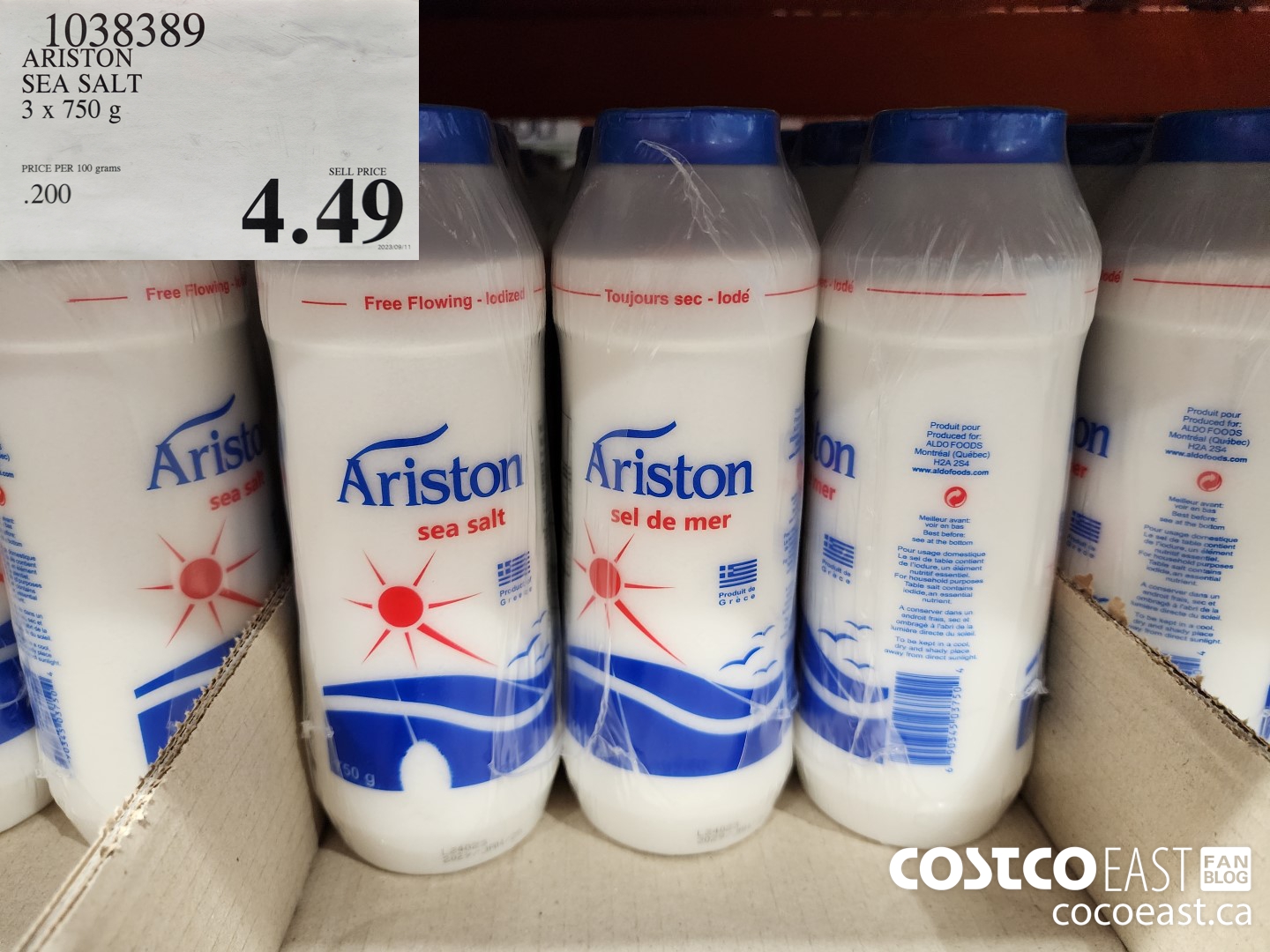 1038389 ARISTON SEA SALT 3 x 750 g $4.49