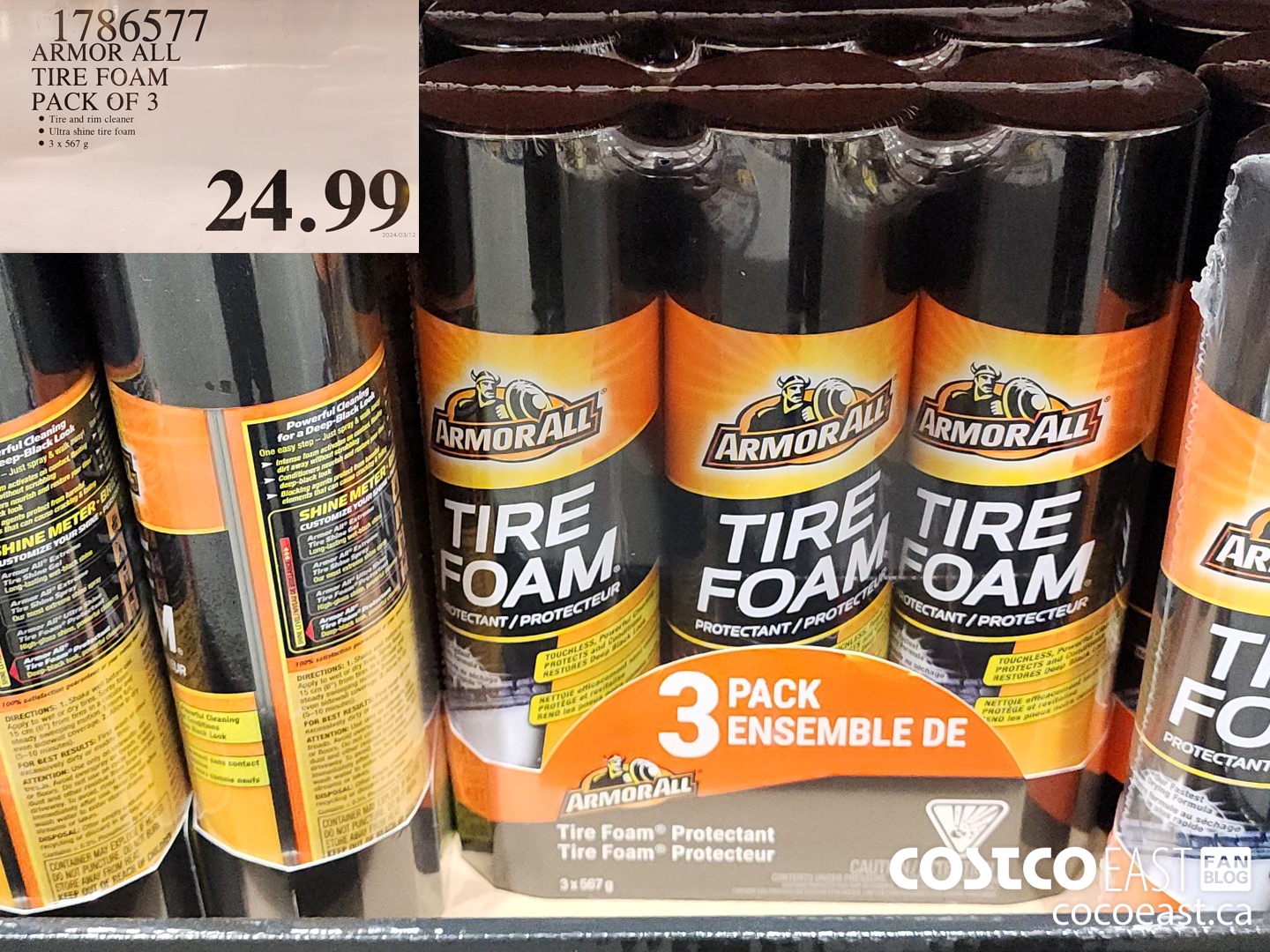 1786577 ARMOR ALL TIRE FOAM PACK OF 3 $24.99