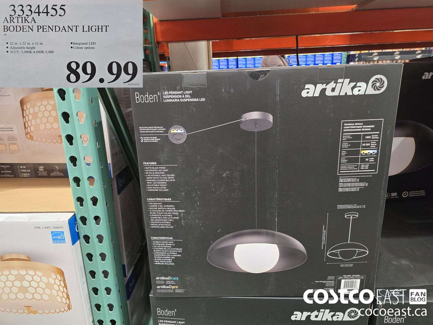 3334455 ARTIKA BODEN PENDANT LIGHT $89.99