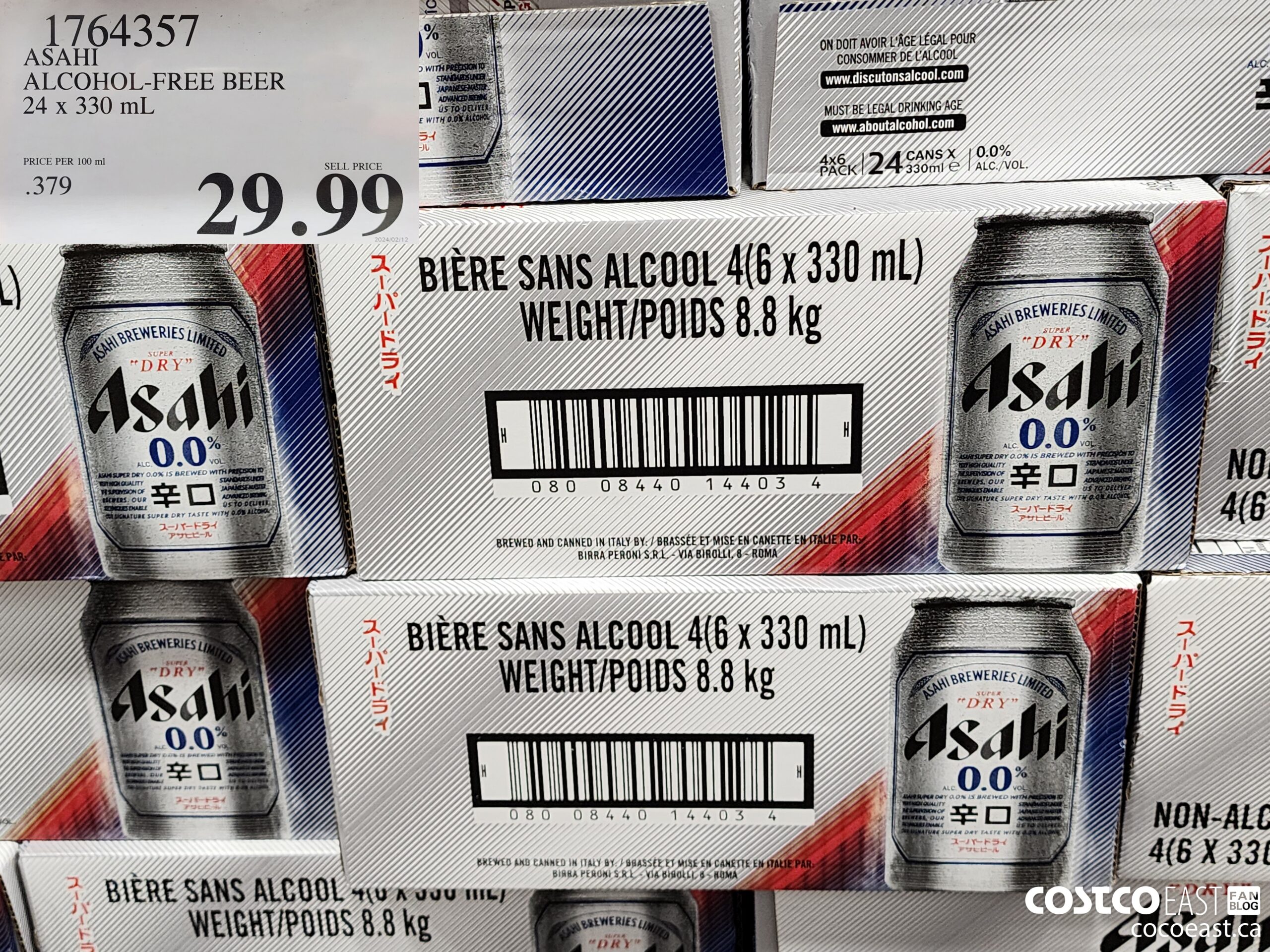 1764357 ASAHI ALCOHOL-FREE BEER 24 x 330 mL $29.99