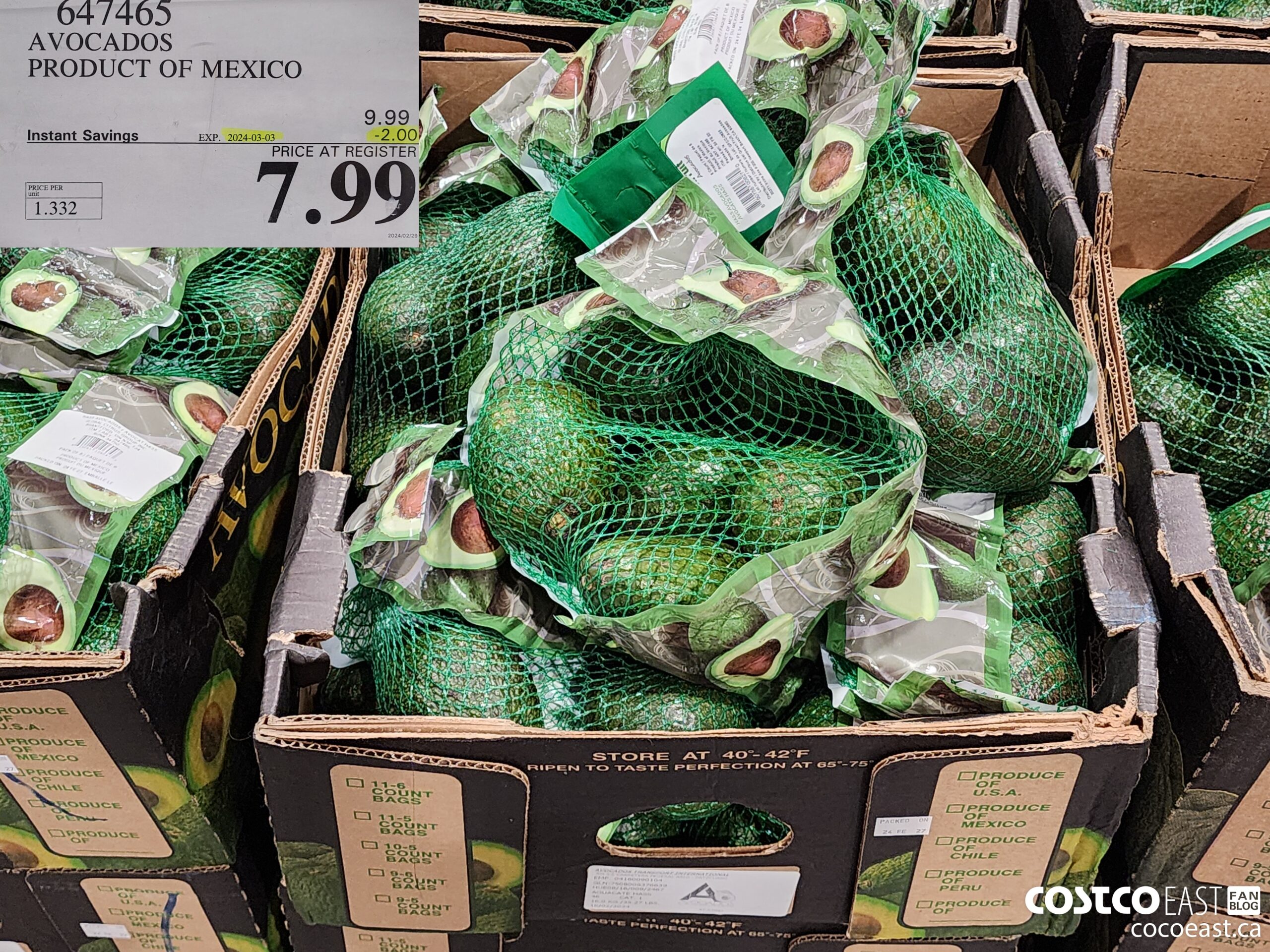 647465 AVOCADOS PRODUCT OF MEXICO ($2.00 INSTANT SAVINGS EXPIRES ON 2024-03-03) $7.99