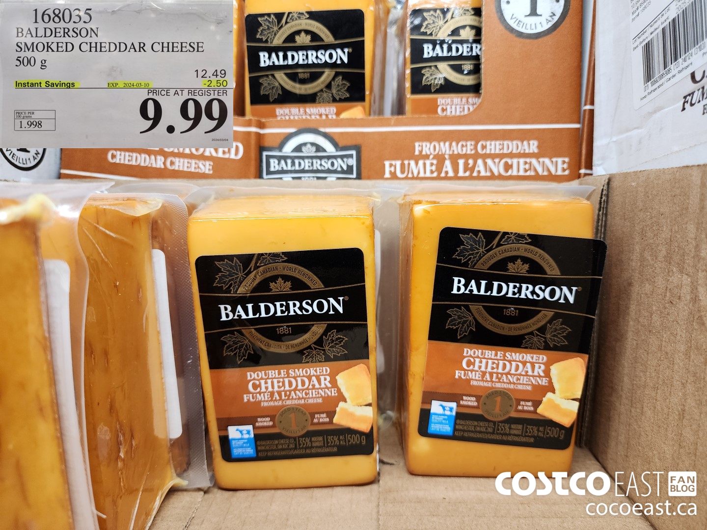 168035 BALDERSON SMOKED CHEDDAR CHEESE 500 G ($2.50 INSTANT SAVINGS EXPIRES ON 2024-03-10) $9.99