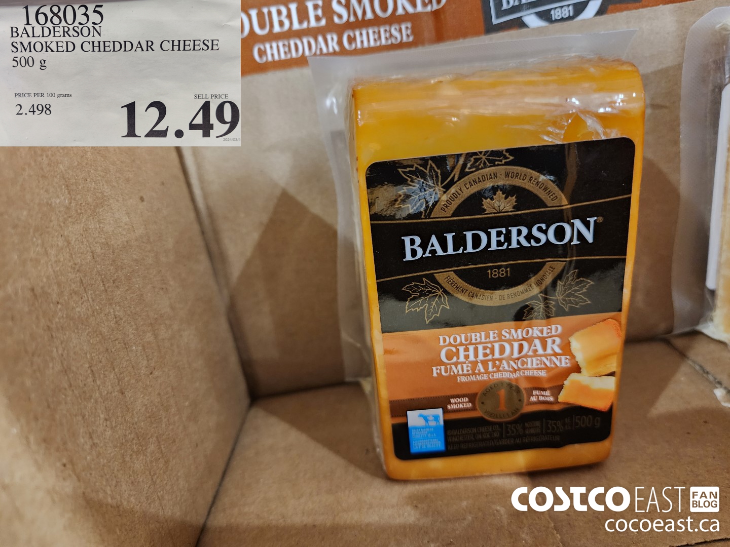 168035 BALDERSON SMOKED CHEDDAR CHEESE 500 G $12.49