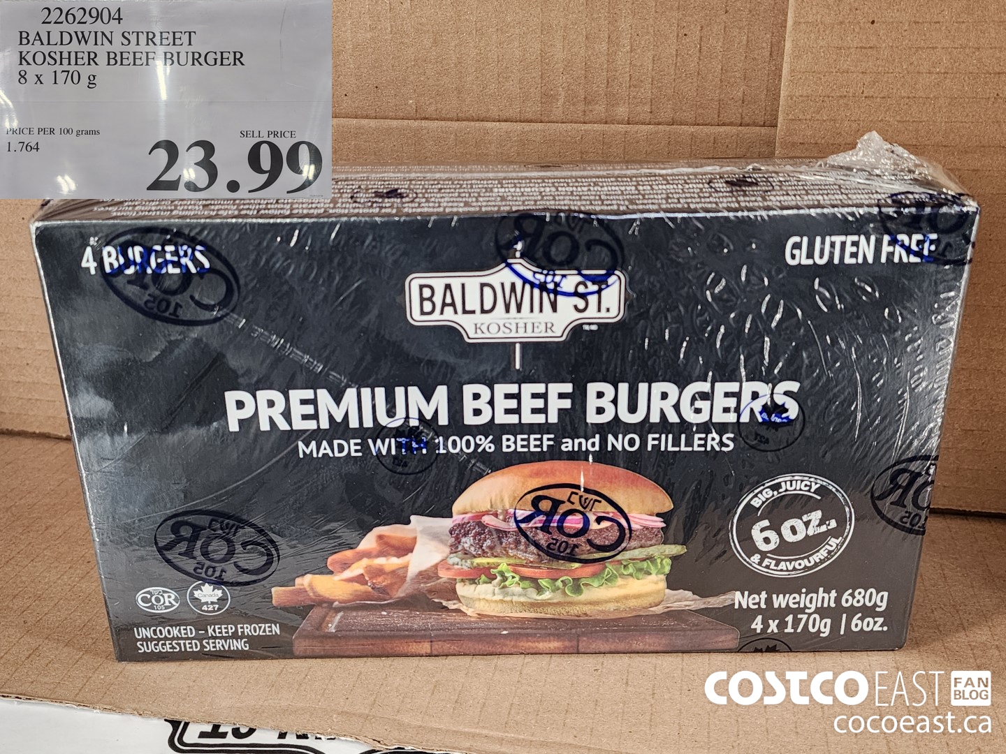 2262904 BALDWIN STREET KOSHER BEEF BURGER 8 x 170g $23.99