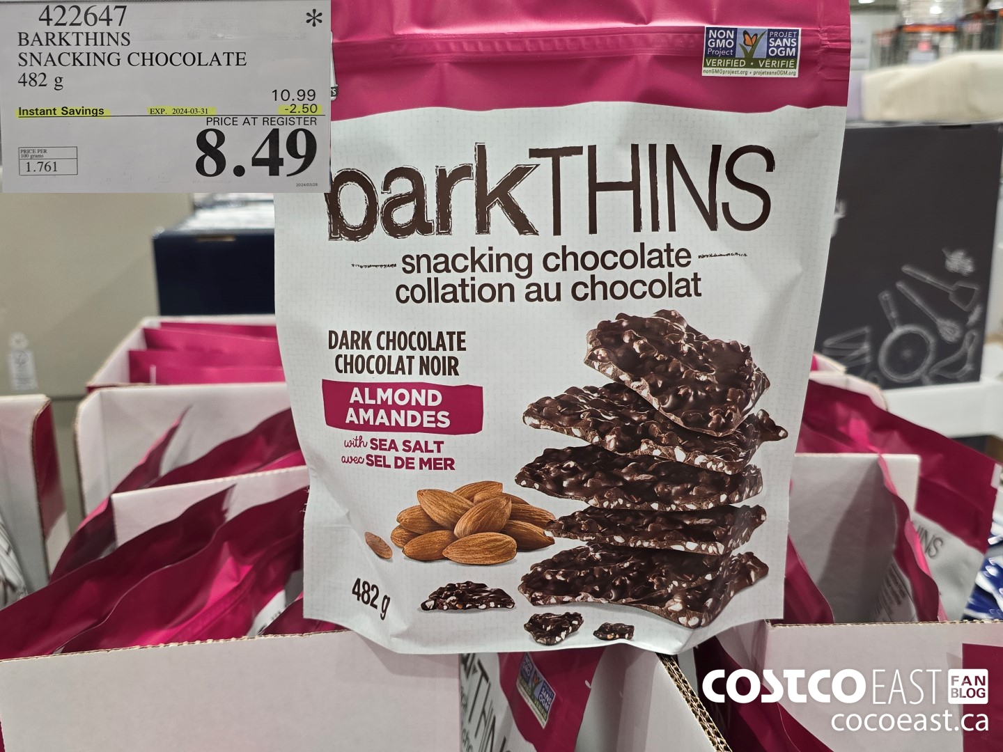 422647 BARKTHINS SNACKING CHOCOLATE 482 G ($2.50 INSTANT SAVINGS EXPIRES ON 2024-03-31) $8.49