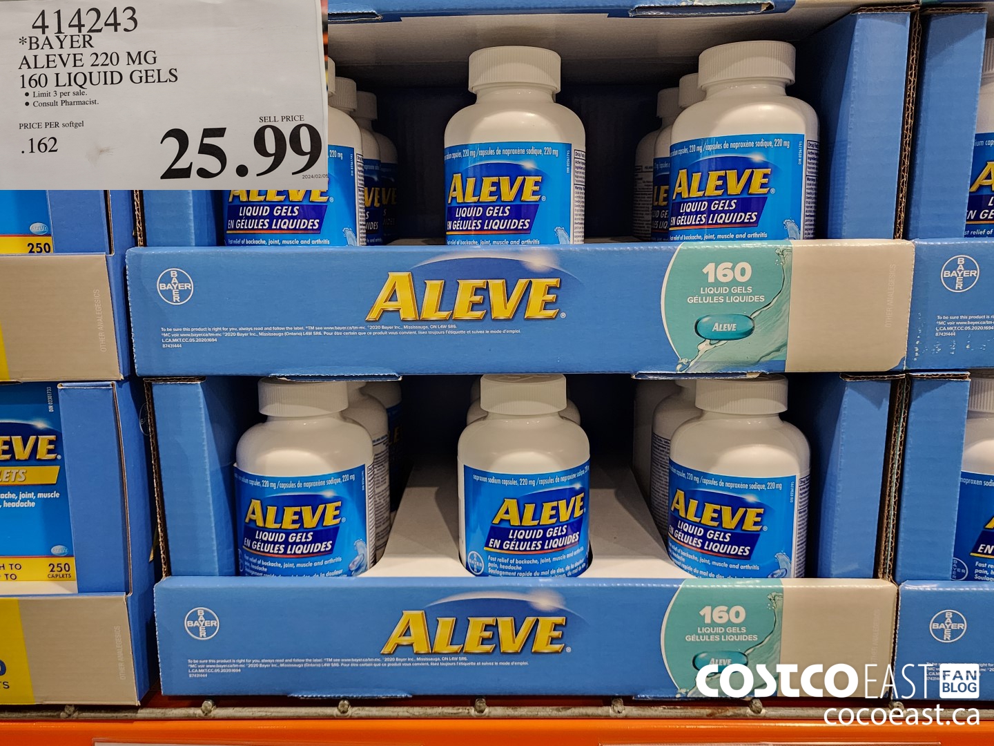 414243 BAYER ALEVE 220 MG 160 LIQUID GELS $25.99