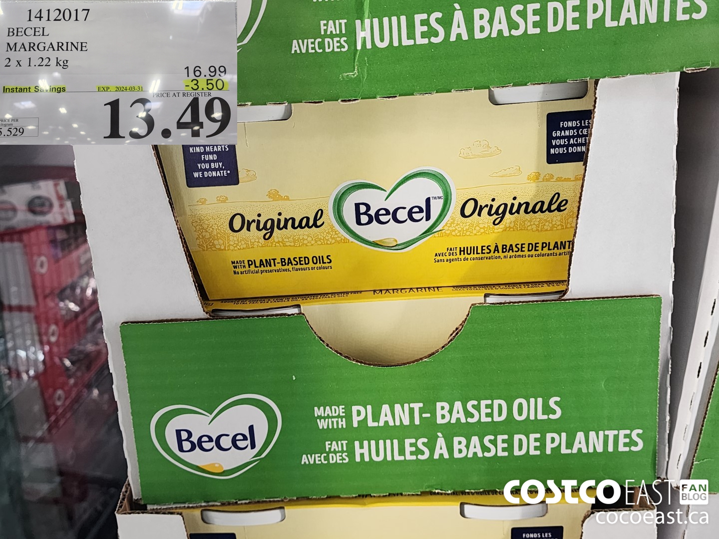 1412017 BECEL MARGARINE 2 X 1.22 KG ($3.50 INSTANT SAVINGS EXPIRES ON 2024-03-31) $13.49