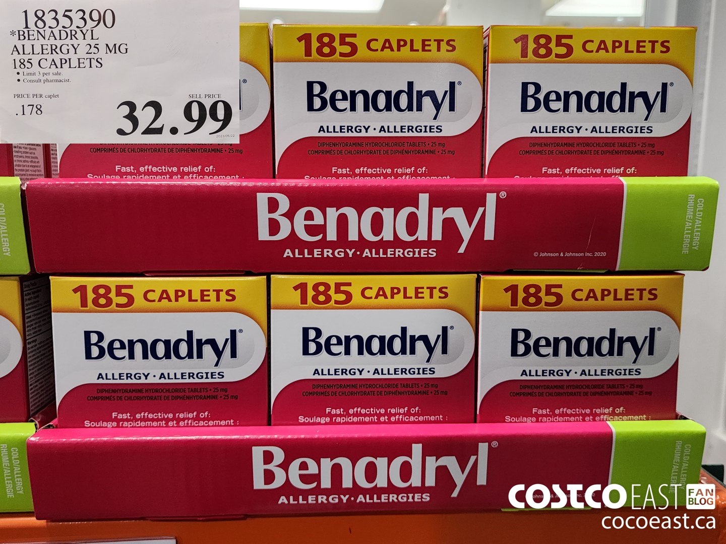 1835390 *BENADRYL ALLERGY 25 MG 185 CAPLETS $32.99