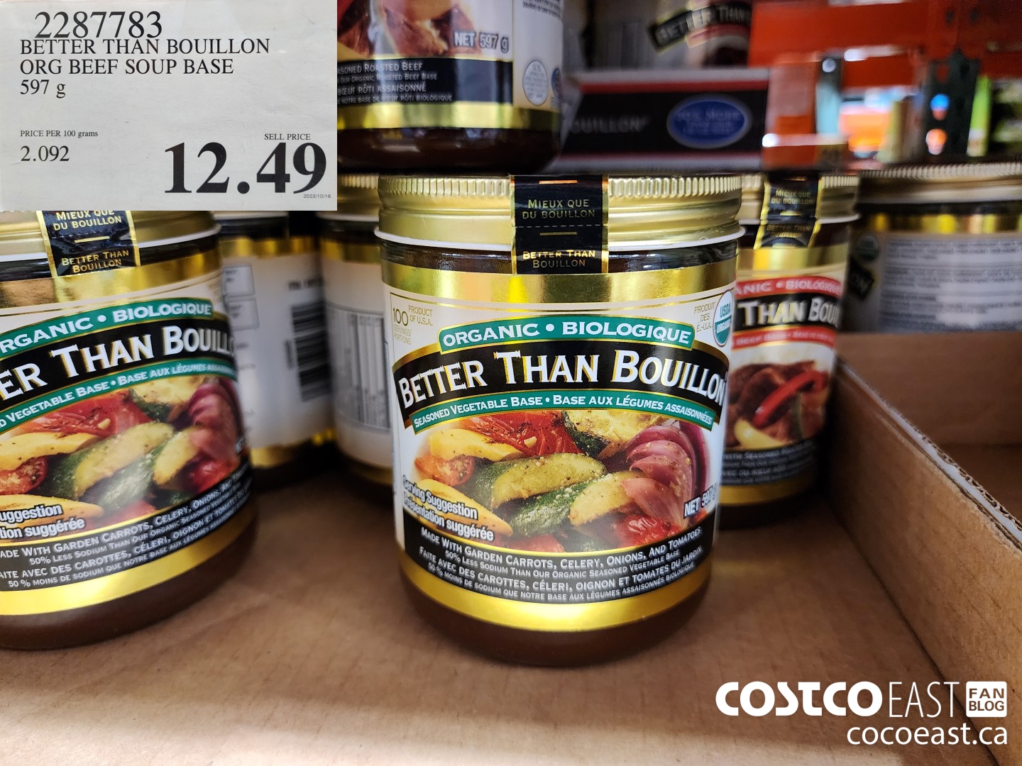 2287783 BETTER THAN BOUILLON ORG BEEF SOUP BASE 597 G $12.49
