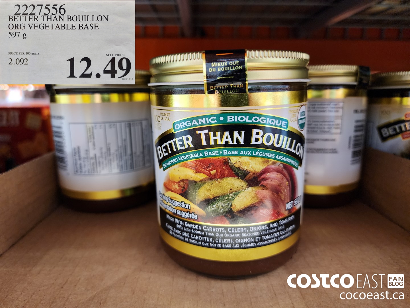 2227556 BETTER THAN BOUILLON ORG VEGETABLE BASE 597 g $12.49