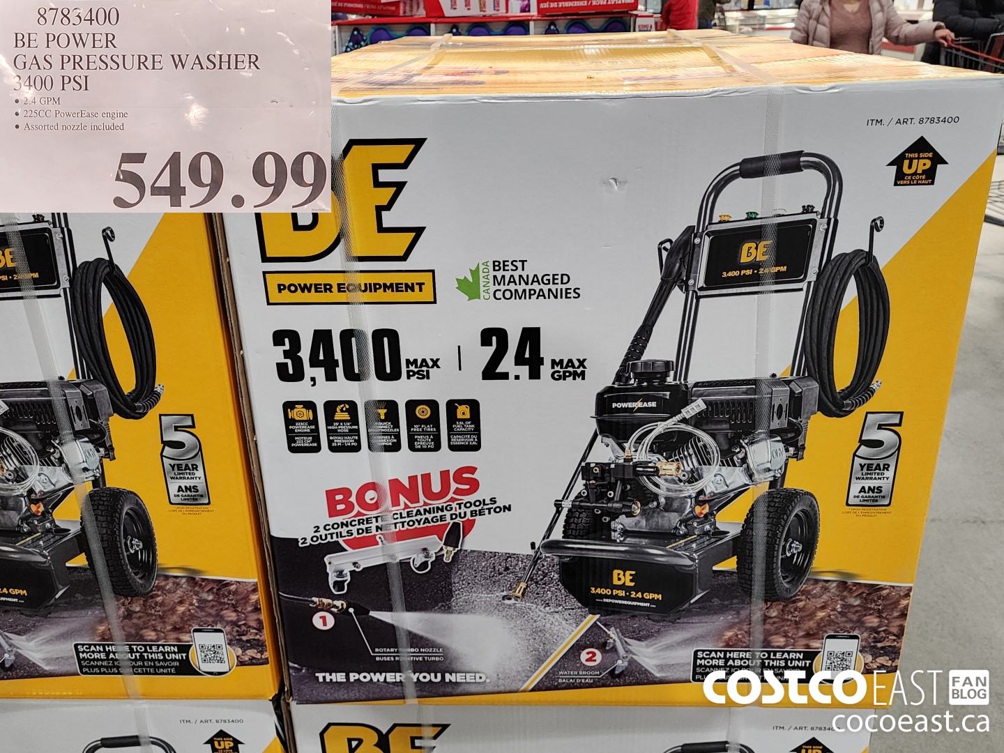 8783400 BE POWER GAS PRESSURE WASHER 5400 PSI $549.99