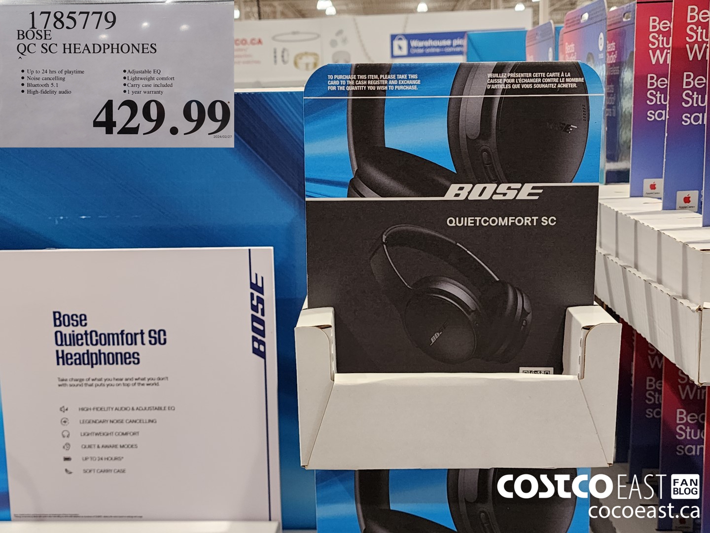 1785779 BOSE QC SC HEADPHONES $429.99