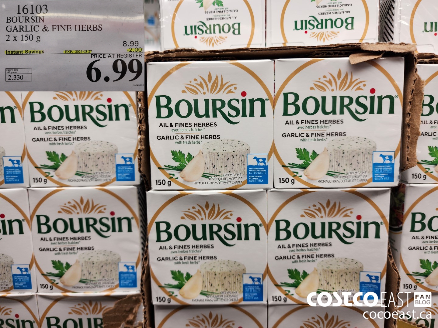 16103 BOURSIN GARLIC & FINE HERBS 2 X 150 G ($2.00 INSTANT SAVINGS EXPIRES ON 2024-03-27) $6.99