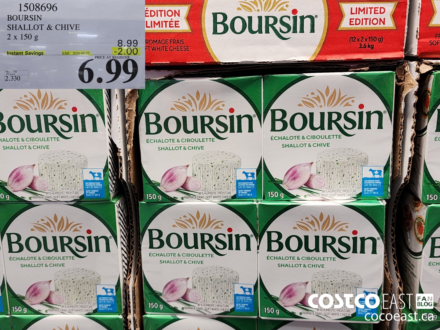 1508696 BOURSIN  SHALLOT & CHIVE 2 X 150 G ($2.00 INSTANT SAVINGS EXPIRES ON 2024-03-27) $6.99